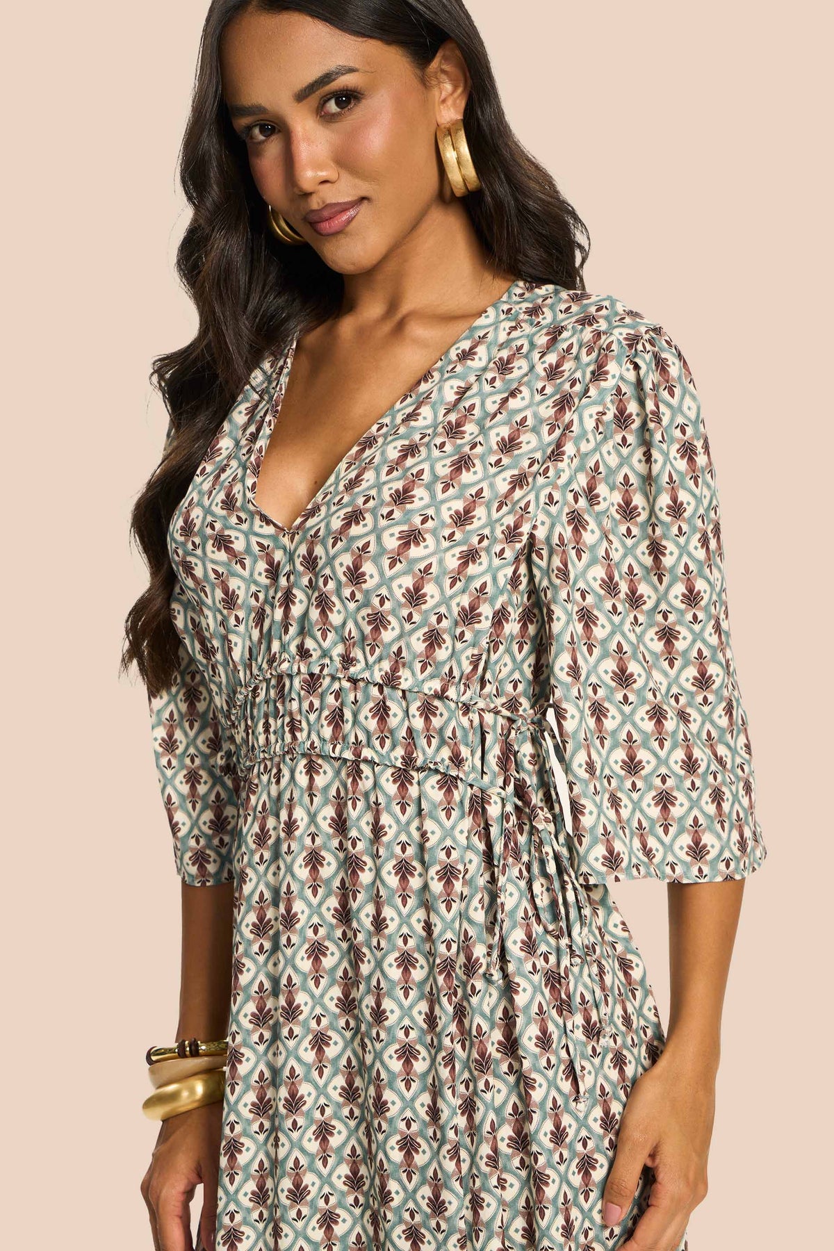 Vestido Longo Evasê Viscose Acinturado Miragem - Doce Trama