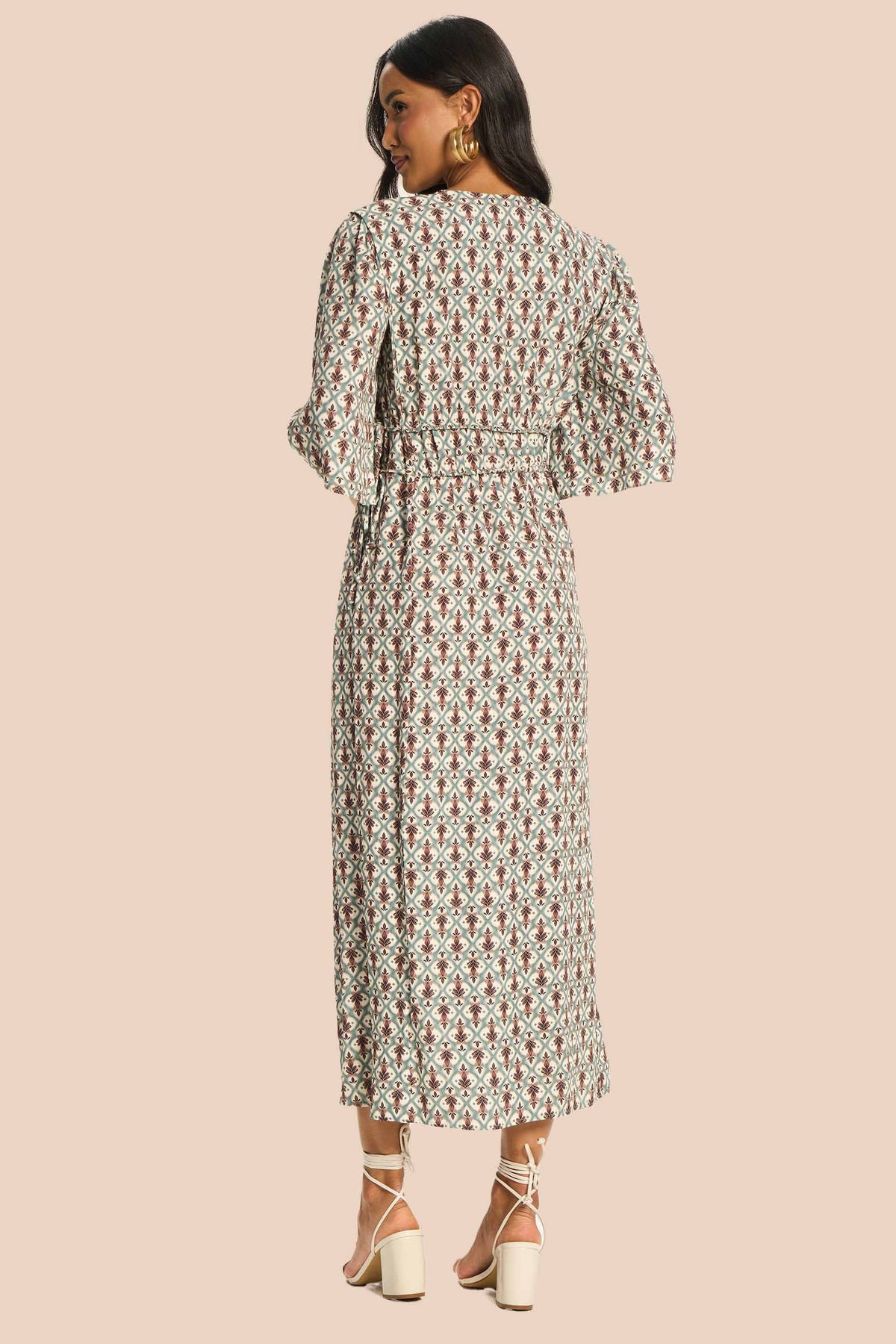 Vestido Longo Evasê Viscose Acinturado Miragem - Doce Trama