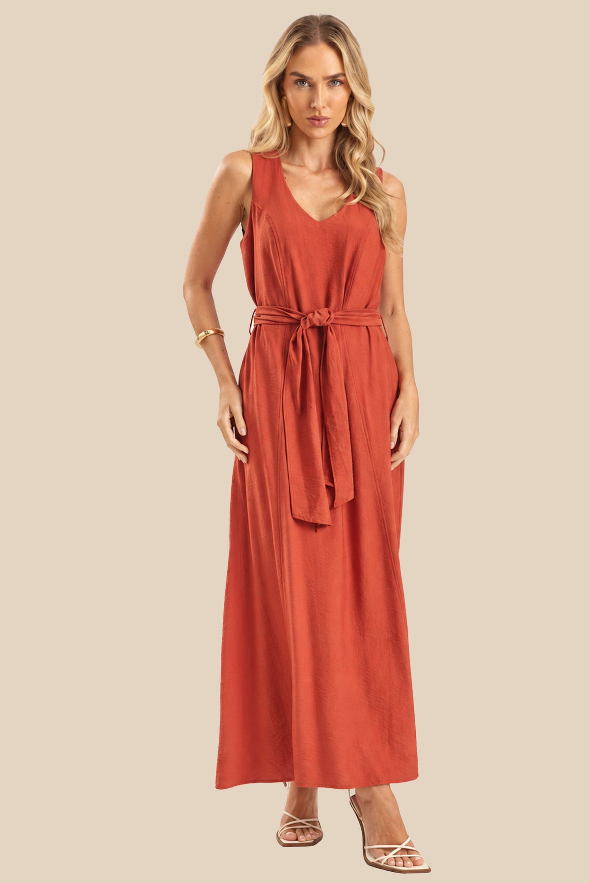 Vestido Longo Evasê com Faixa Miragem - Doce Trama
