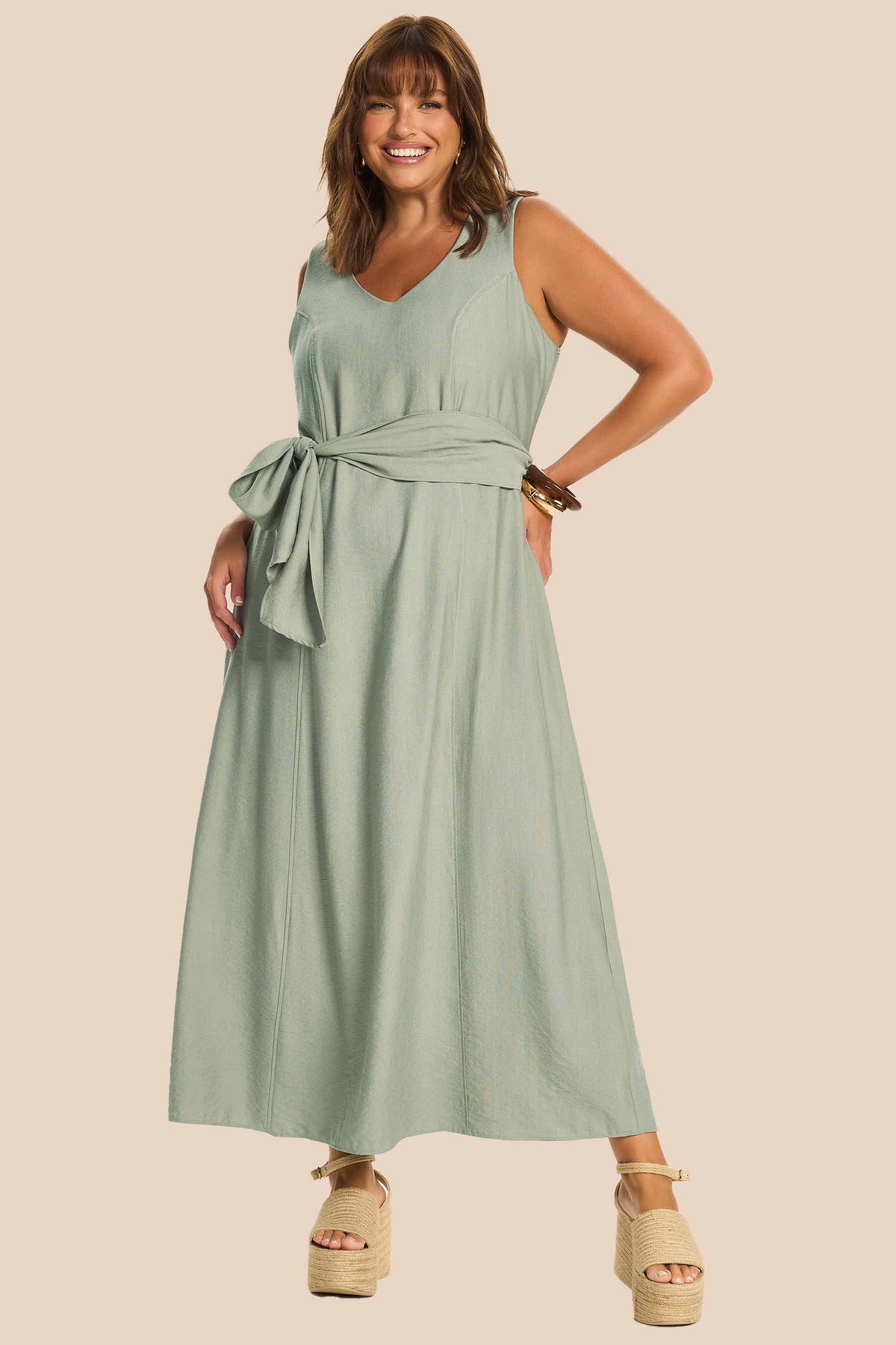 Vestido Longo Evasê com Faixa Miragem - Doce Trama