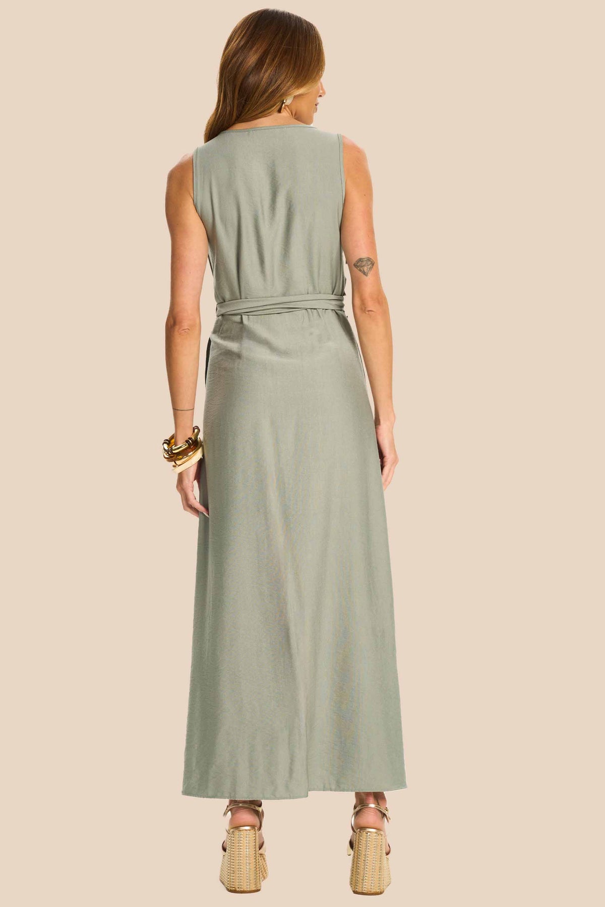 Vestido Longo Evasê com Faixa Miragem - Doce Trama