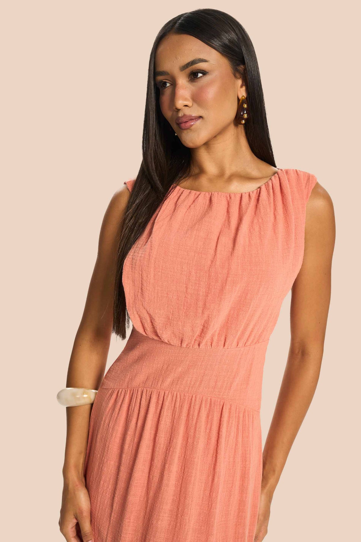Vestido Longo Evasê Algodão Acinturado Miragem - Doce Trama