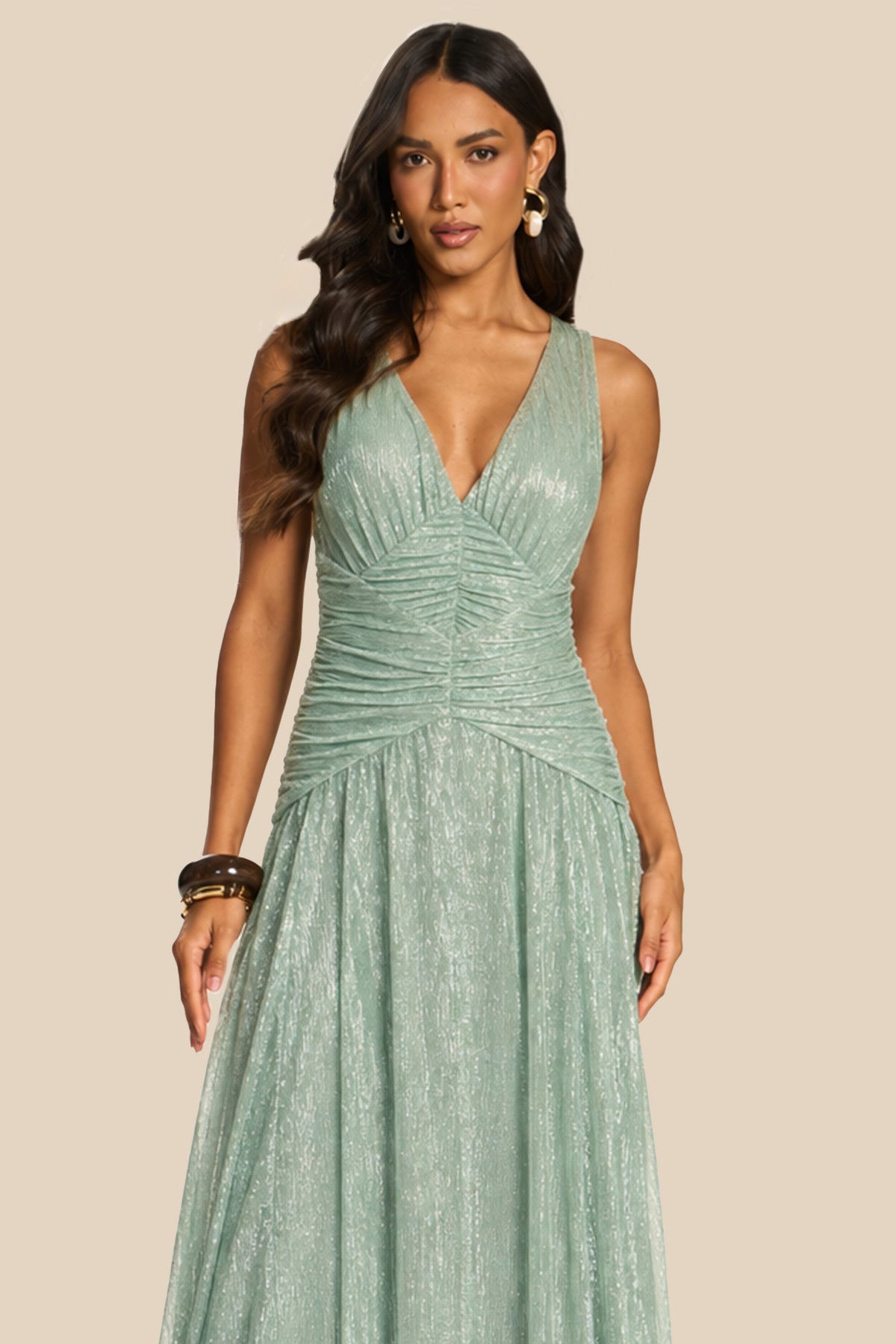 Vestido Longo Evasê Tule Texturizado Miragem - Doce Trama