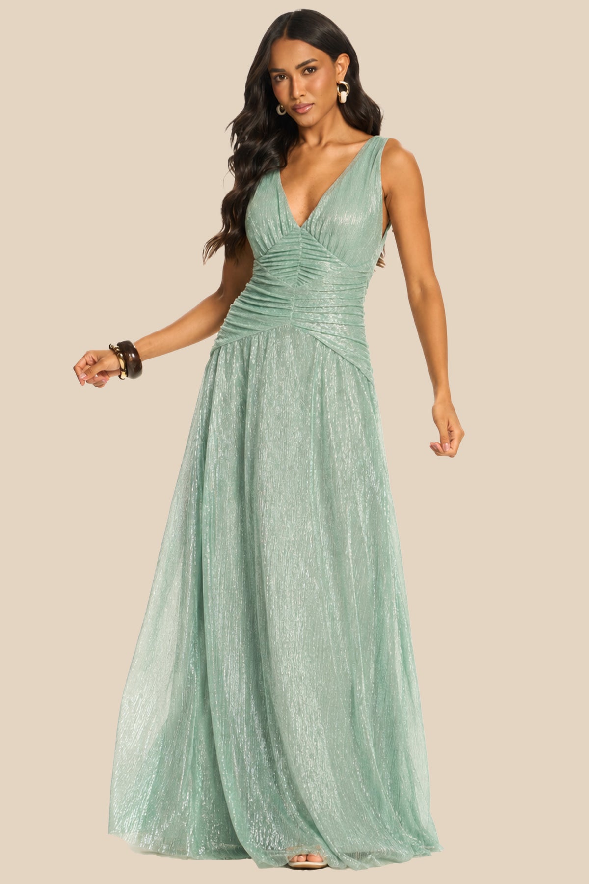 Vestido Longo Evasê Tule Texturizado Miragem - Doce Trama