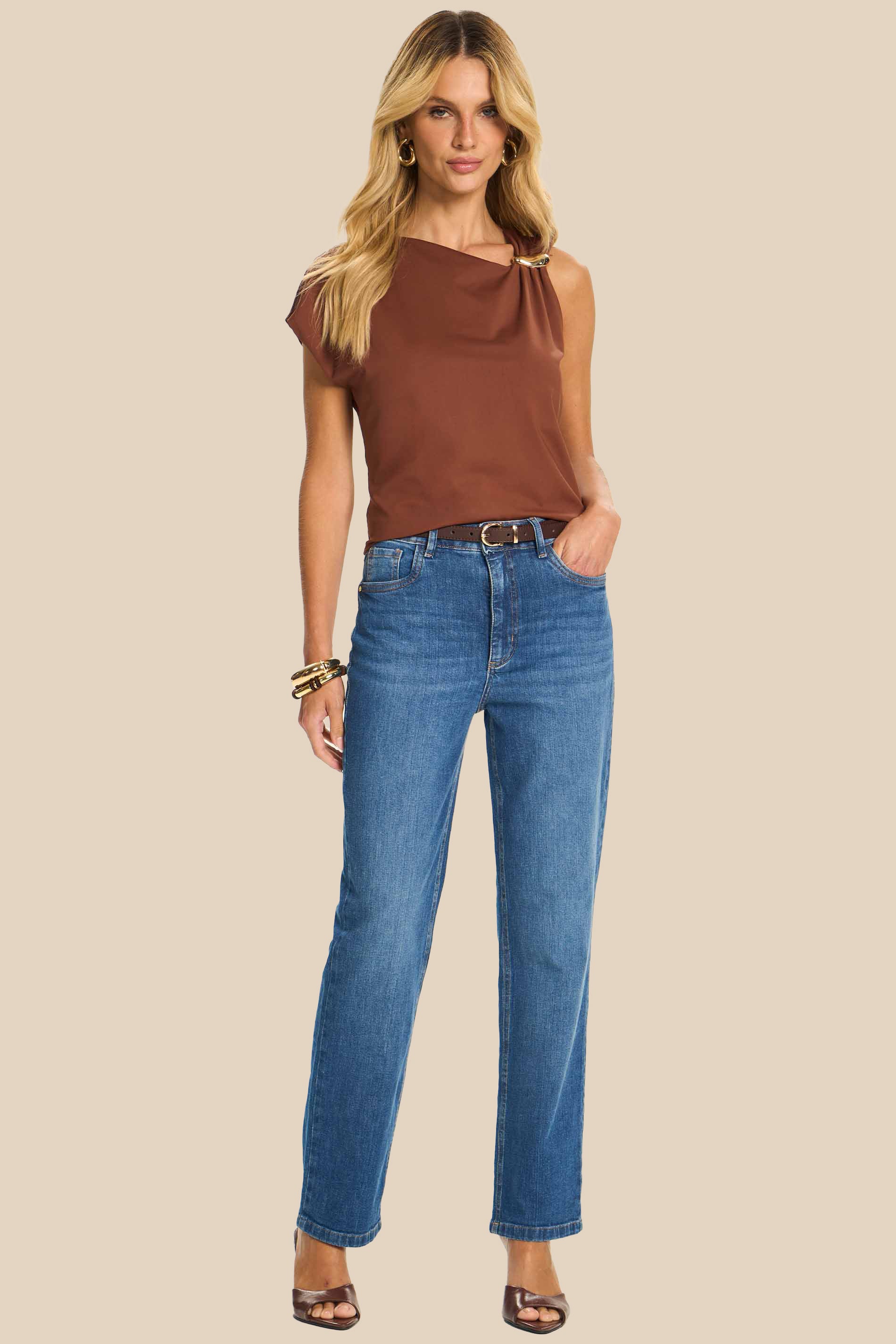 Blusa Manga Curta com Aplique Orgânico Miragem - Doce Trama