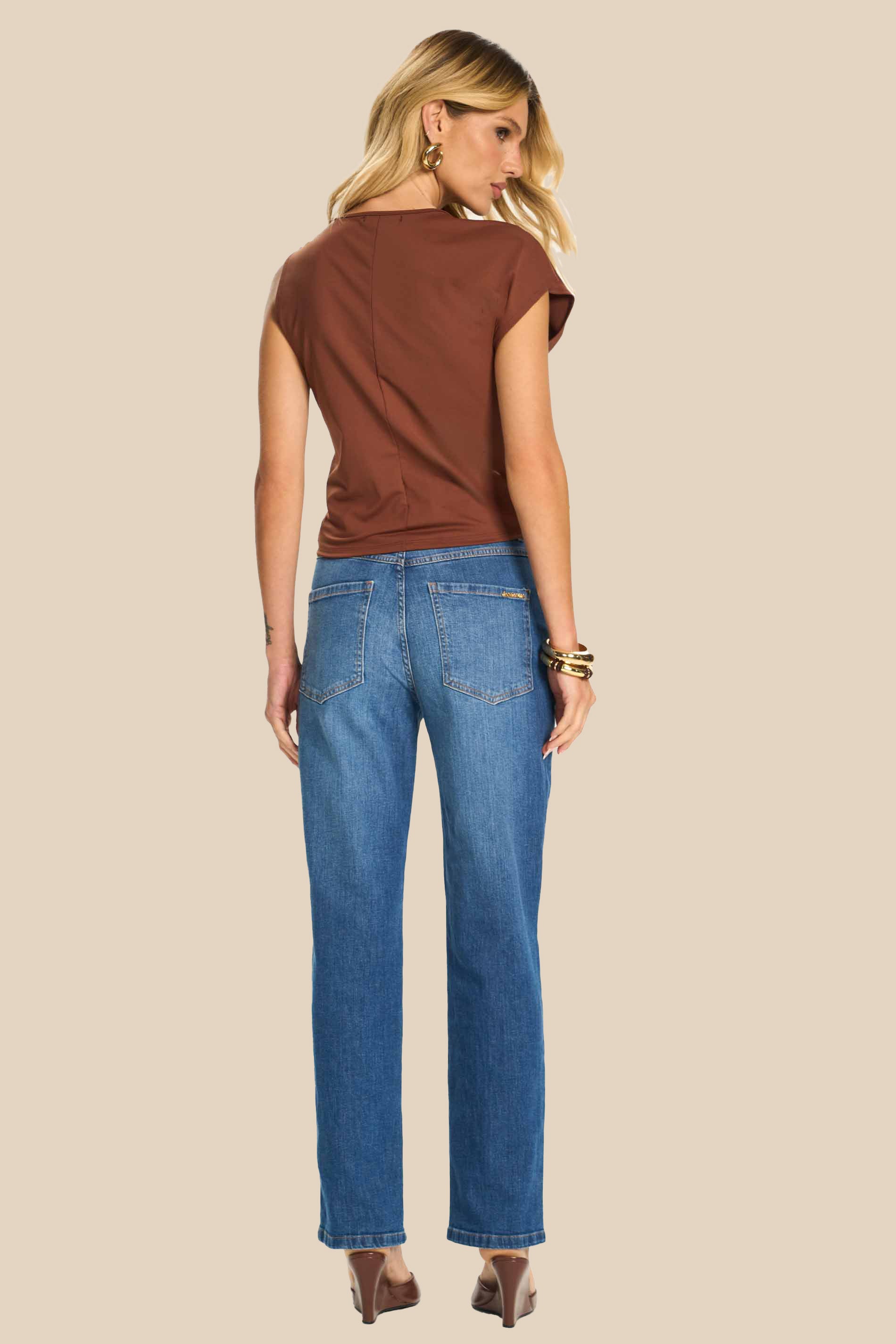 Blusa Manga Curta com Aplique Orgânico Miragem - Doce Trama