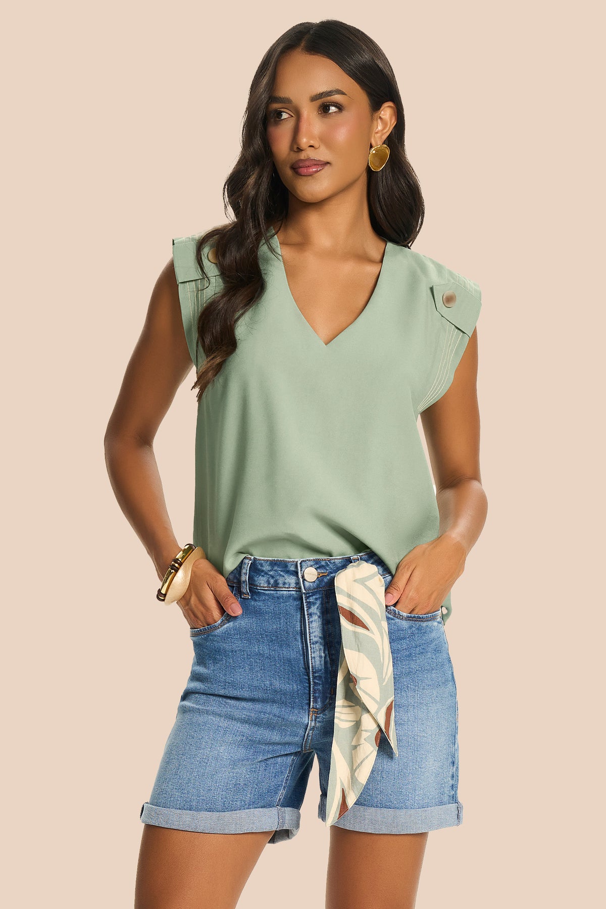Blusa Feminina Manga Curta Alfaiataria Miragem - Doce Trama