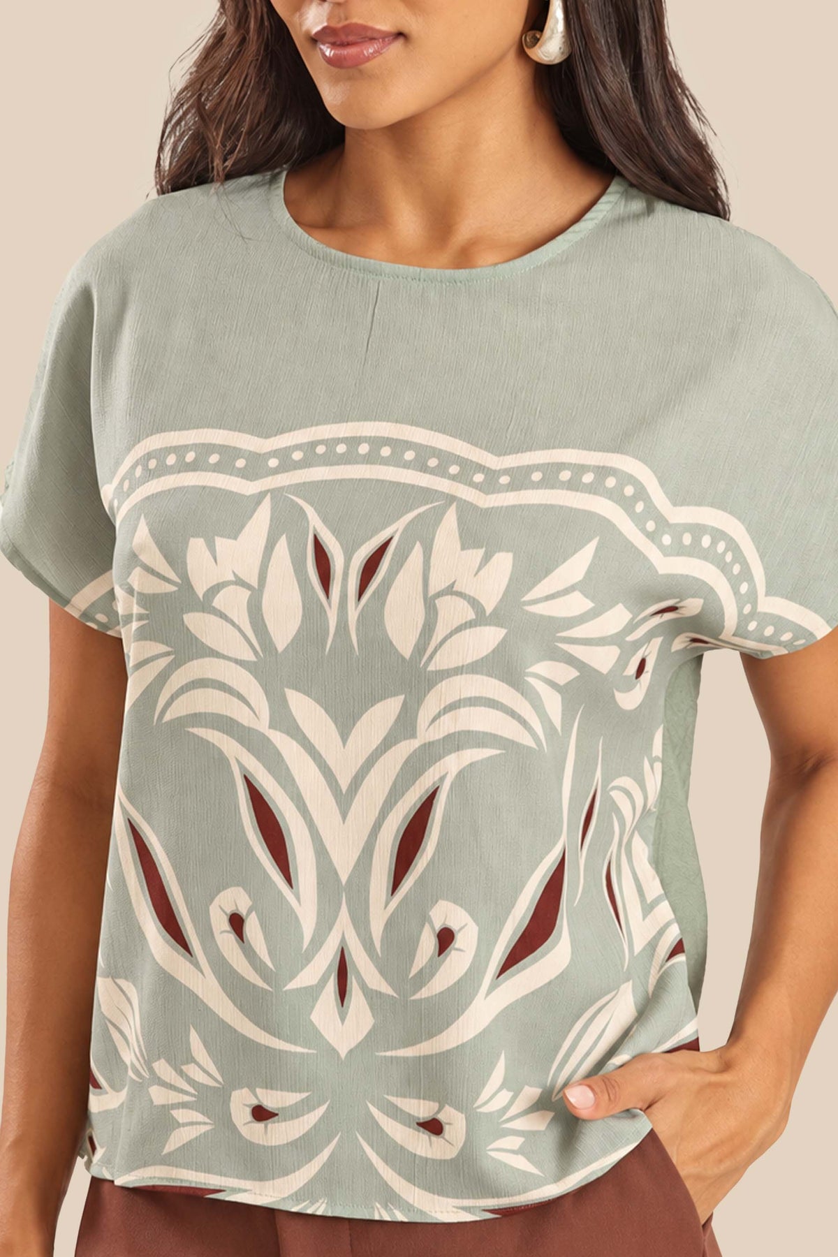 Blusa Feminina Manga Curta Estampada Miragem - Doce Trama