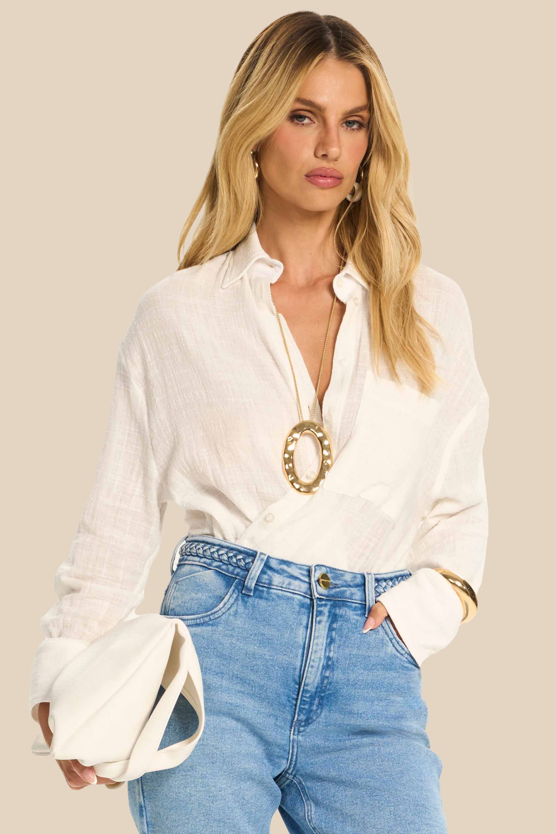 Camisa Oversized em Algodão Texturizado Miragem - Doce Trama