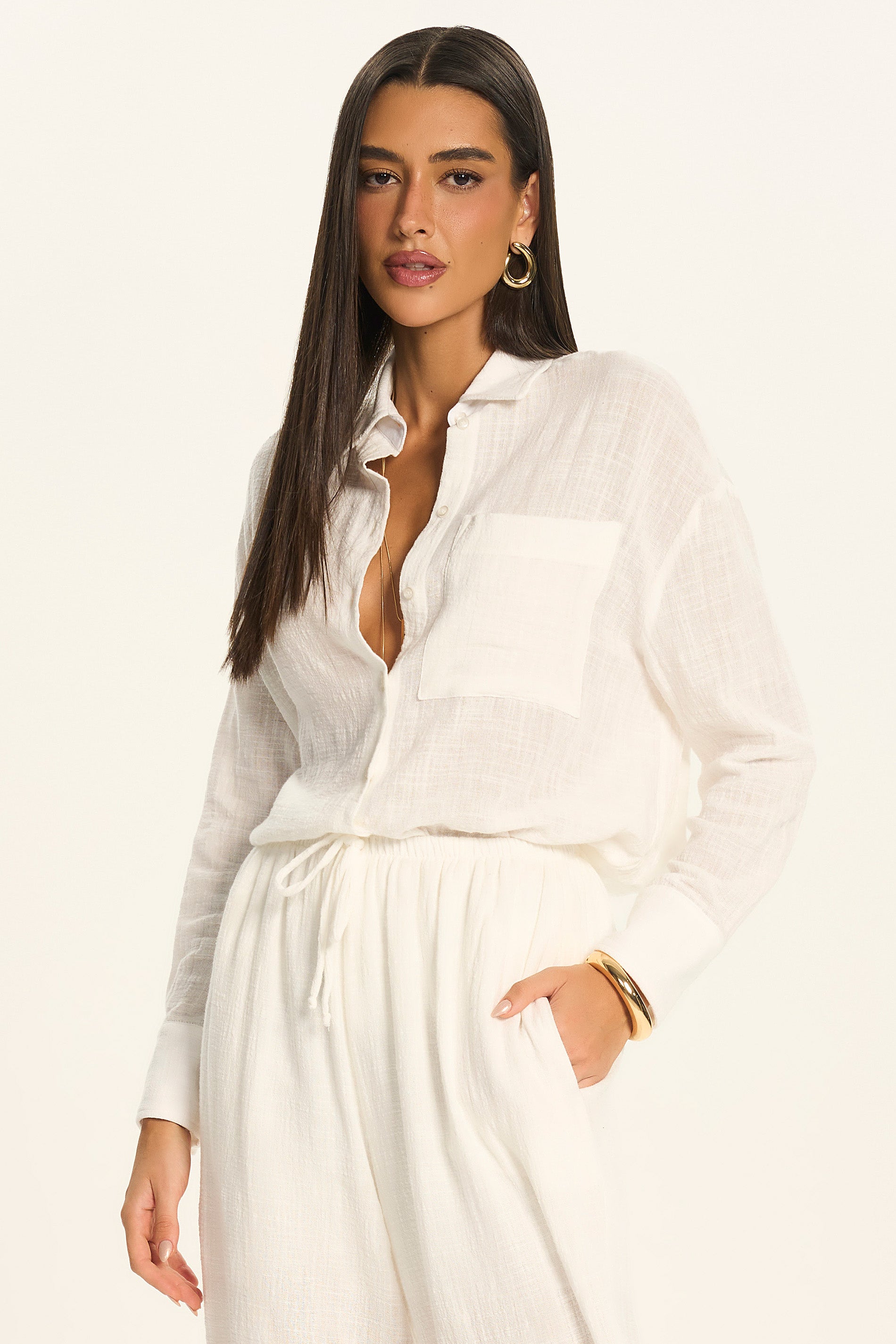 Camisa Oversized em Algodão Texturizado Miragem - Doce Trama