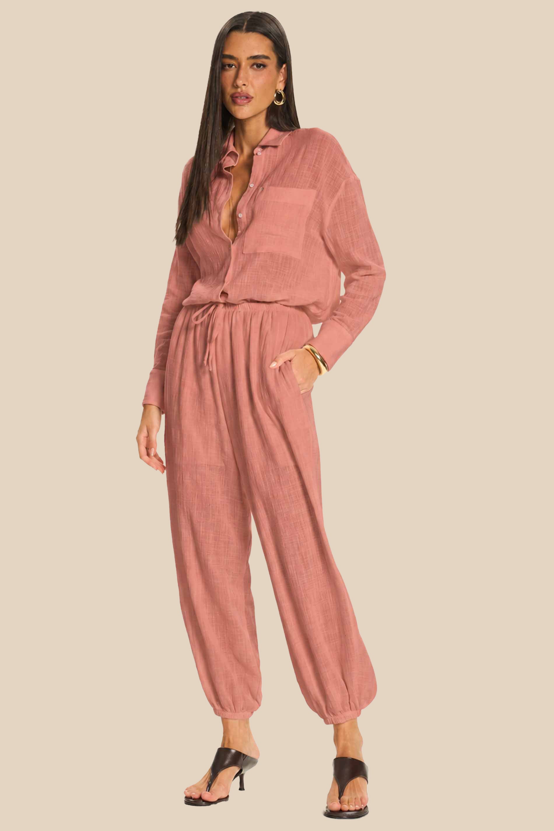 Calça Aladim Ampla em Algodão Forrada Miragem - Doce Trama