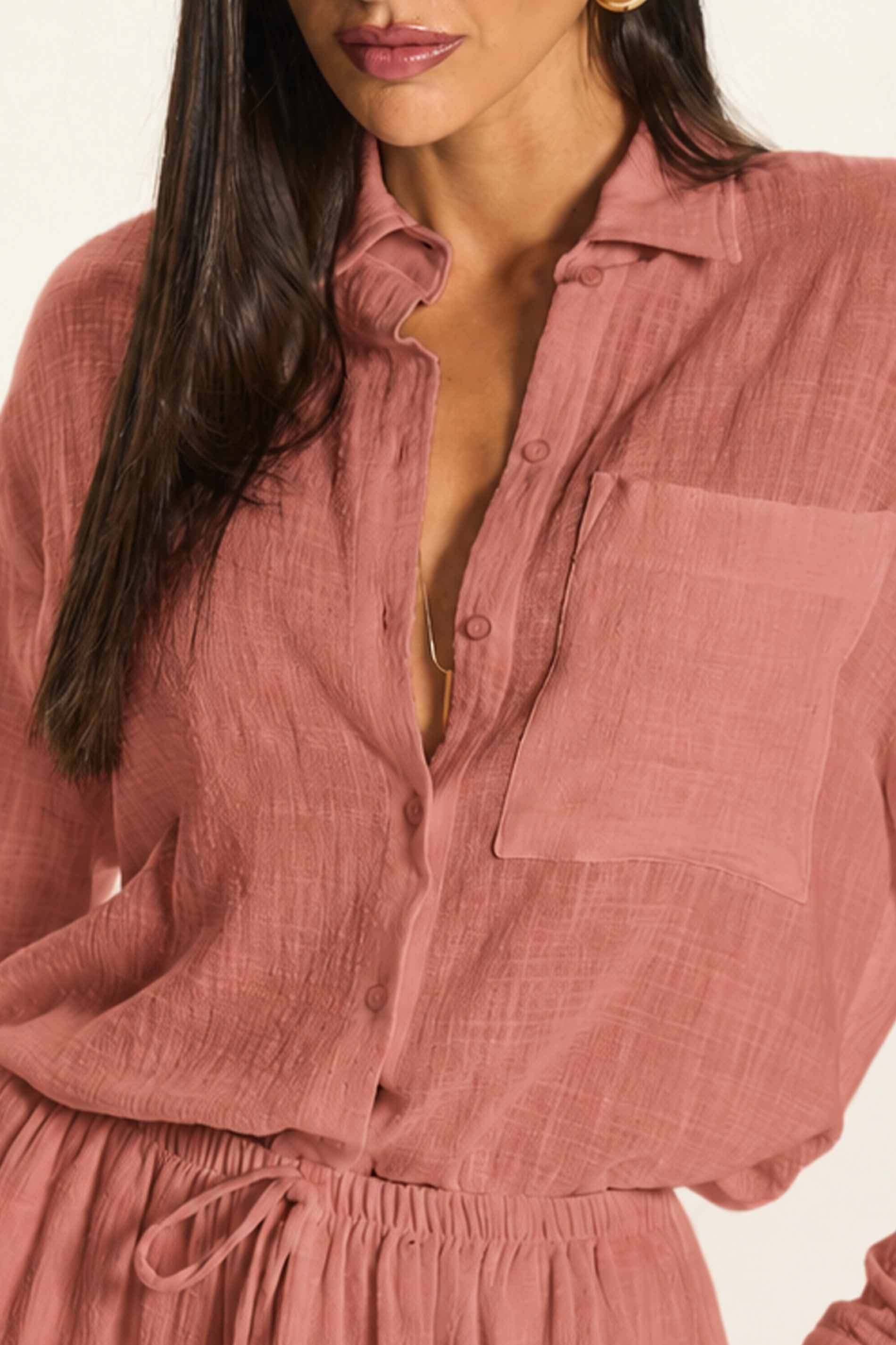 Camisa Oversized em Algodão Texturizado Miragem - Doce Trama