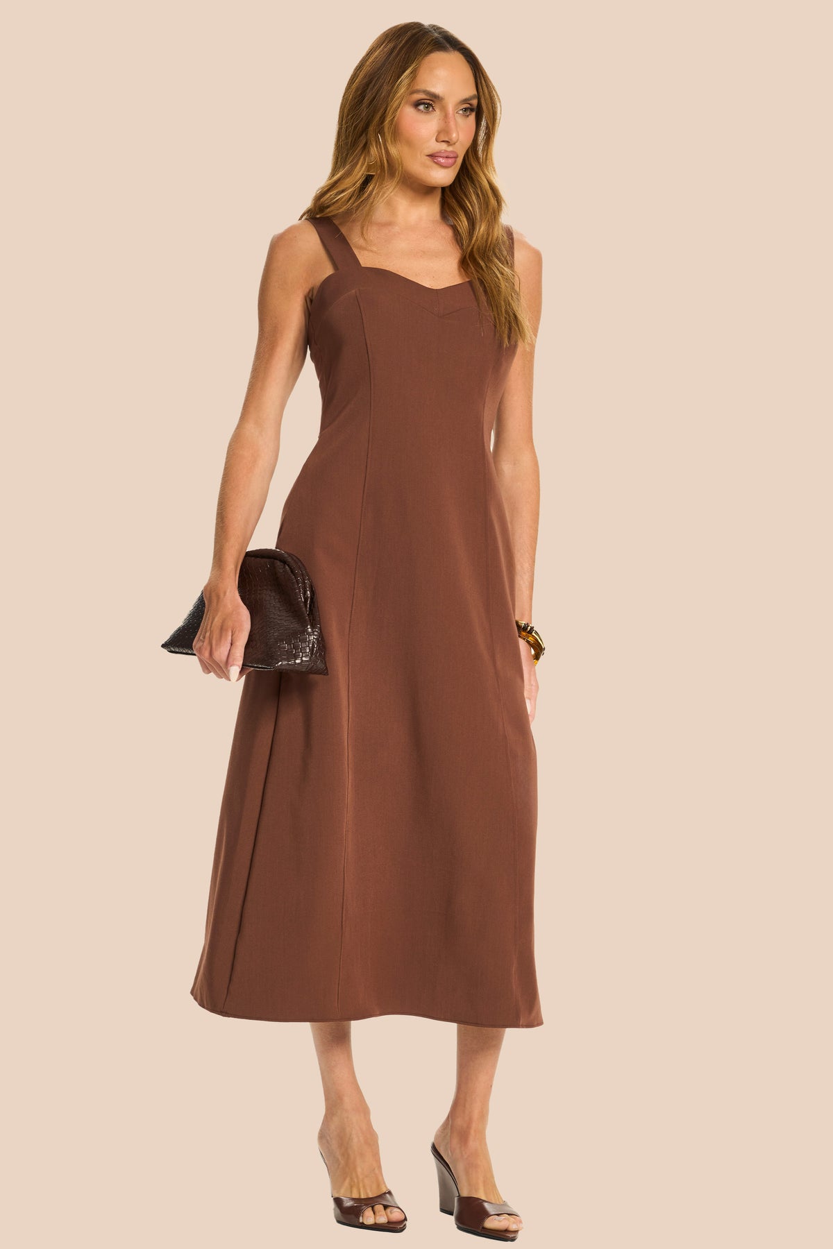 Vestido Midi de Alça em Alfaiataria Miragem - Doce Trama
