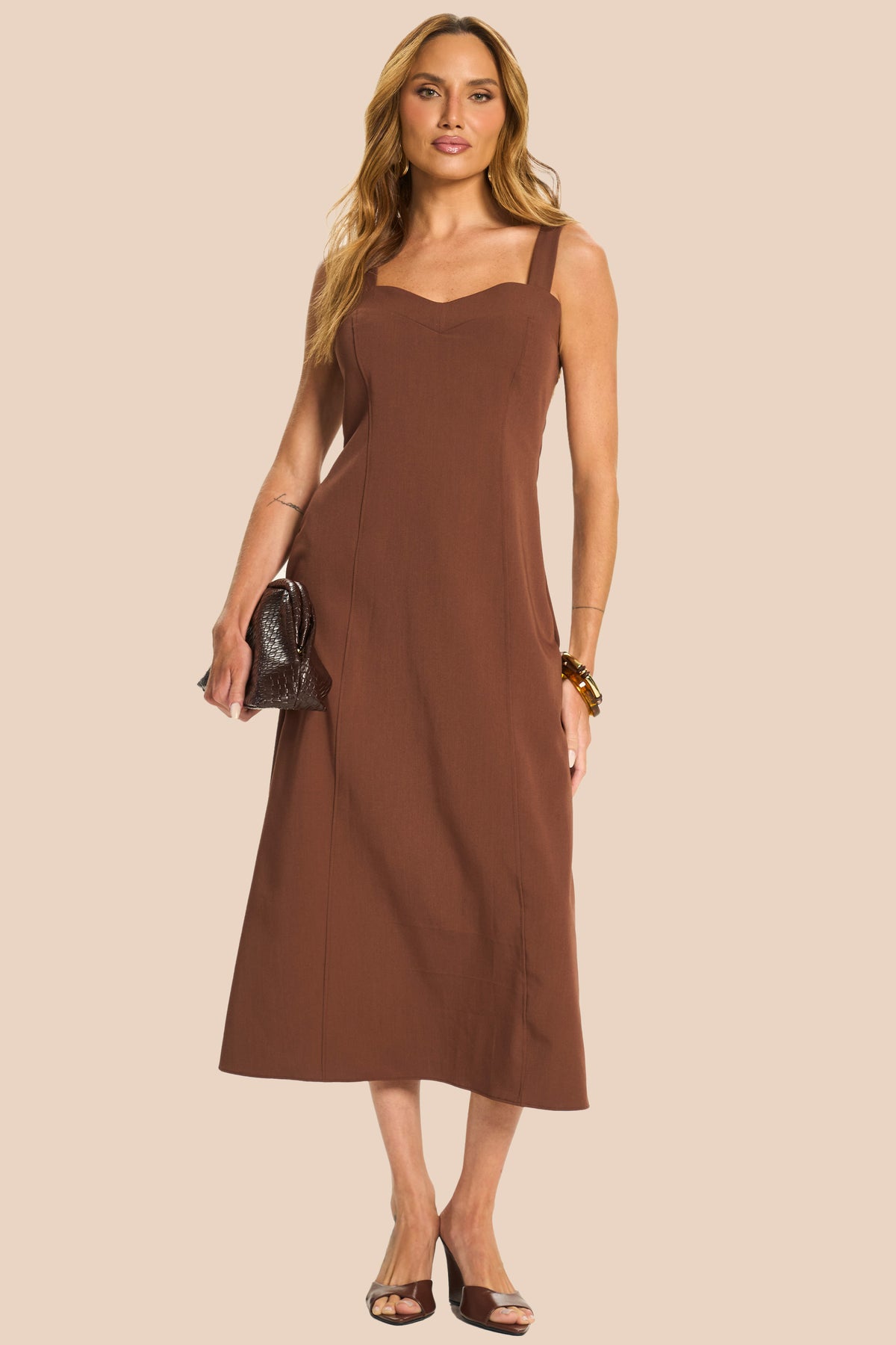 Vestido Midi de Alça em Alfaiataria Miragem - Doce Trama