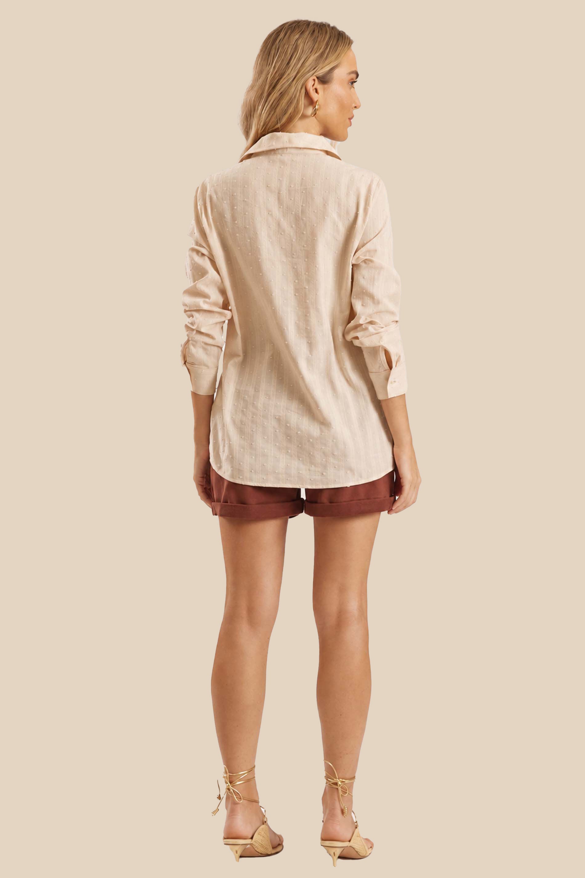 Camisa Feminina Manga Longa Texturizada Miragem - Doce