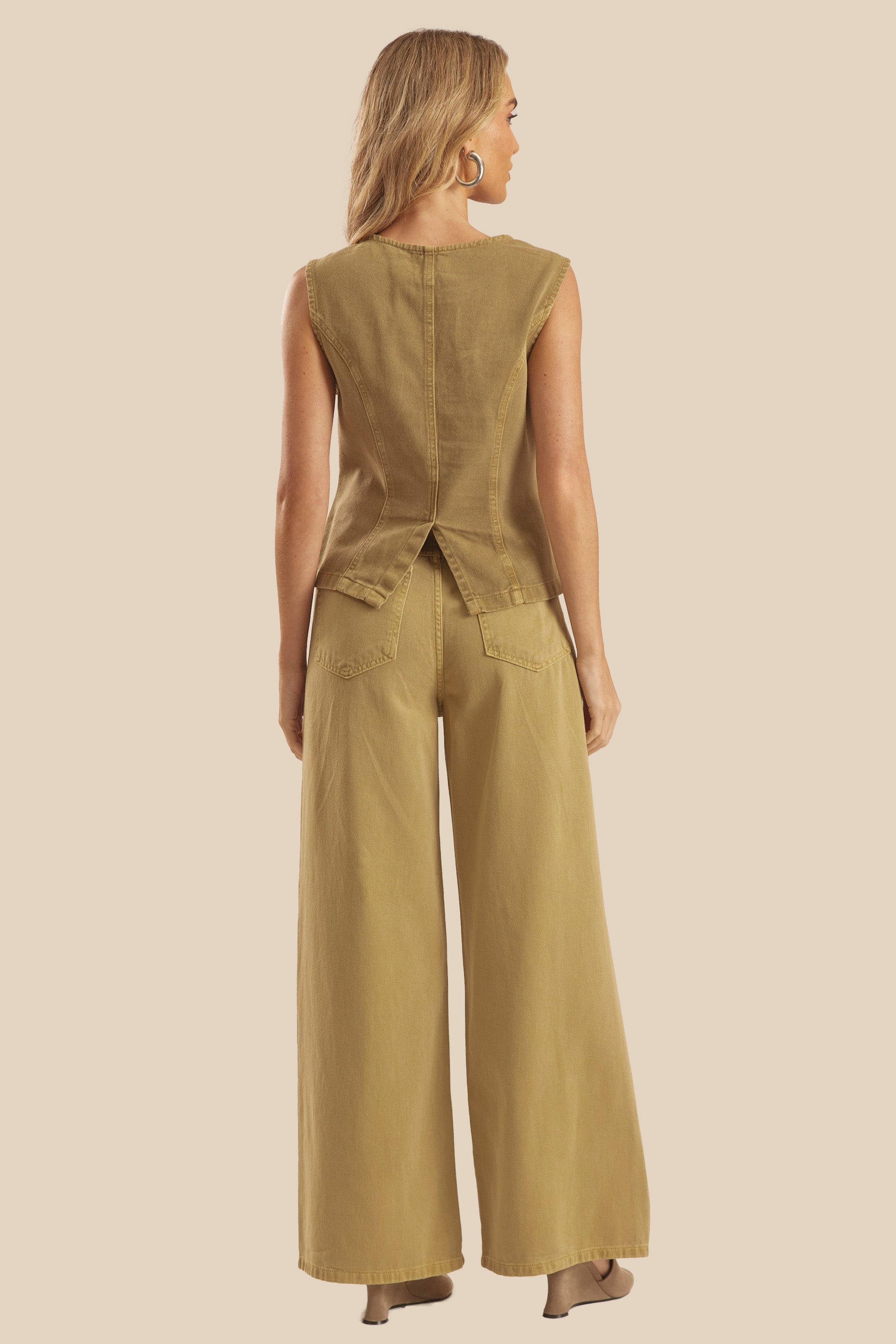 Calça Jeans Pantalona Sarja Cintura Alta Miragem- Doce Trama
