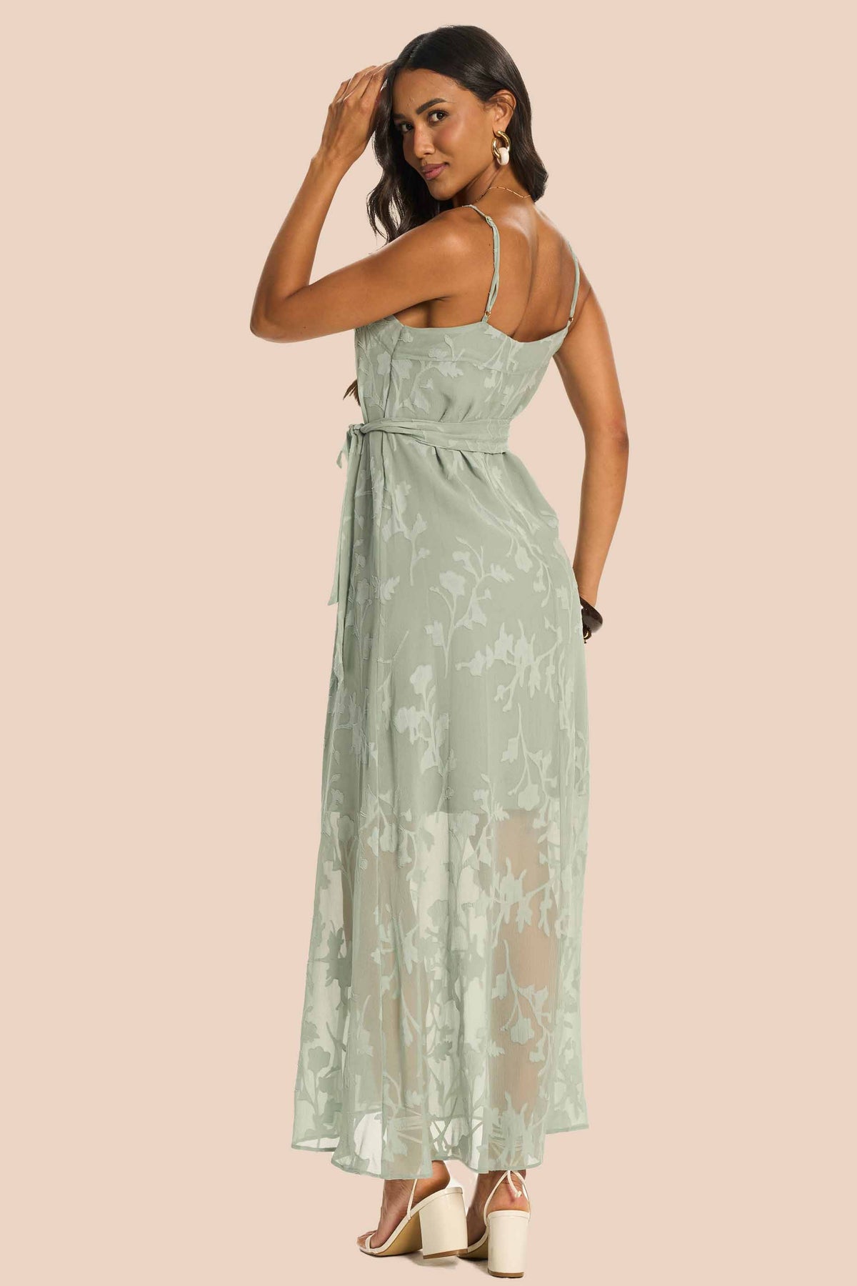 Vestido Longo Evasê Chiffon de Alça Miragem - Doce Trama