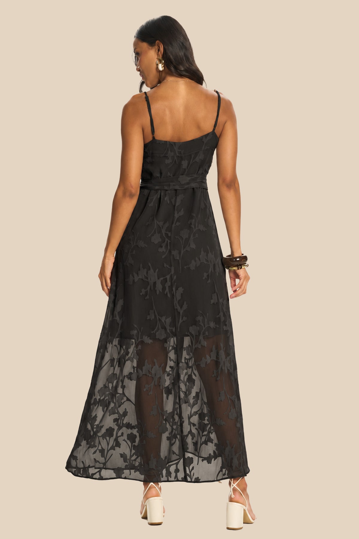 Vestido Longo Evasê Chiffon de Alça Miragem - Doce Trama