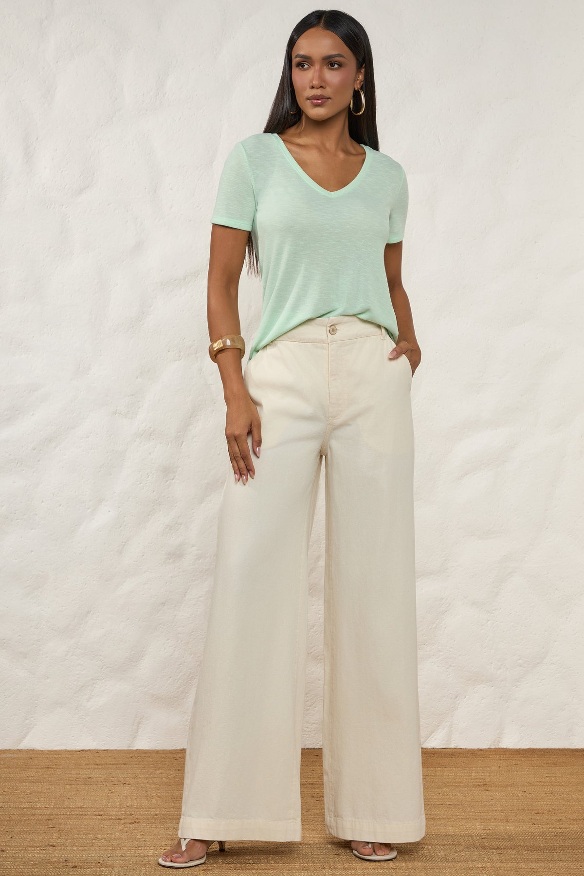 Calça Palazzo Jeans Reto Natural Resort - Doce Trama