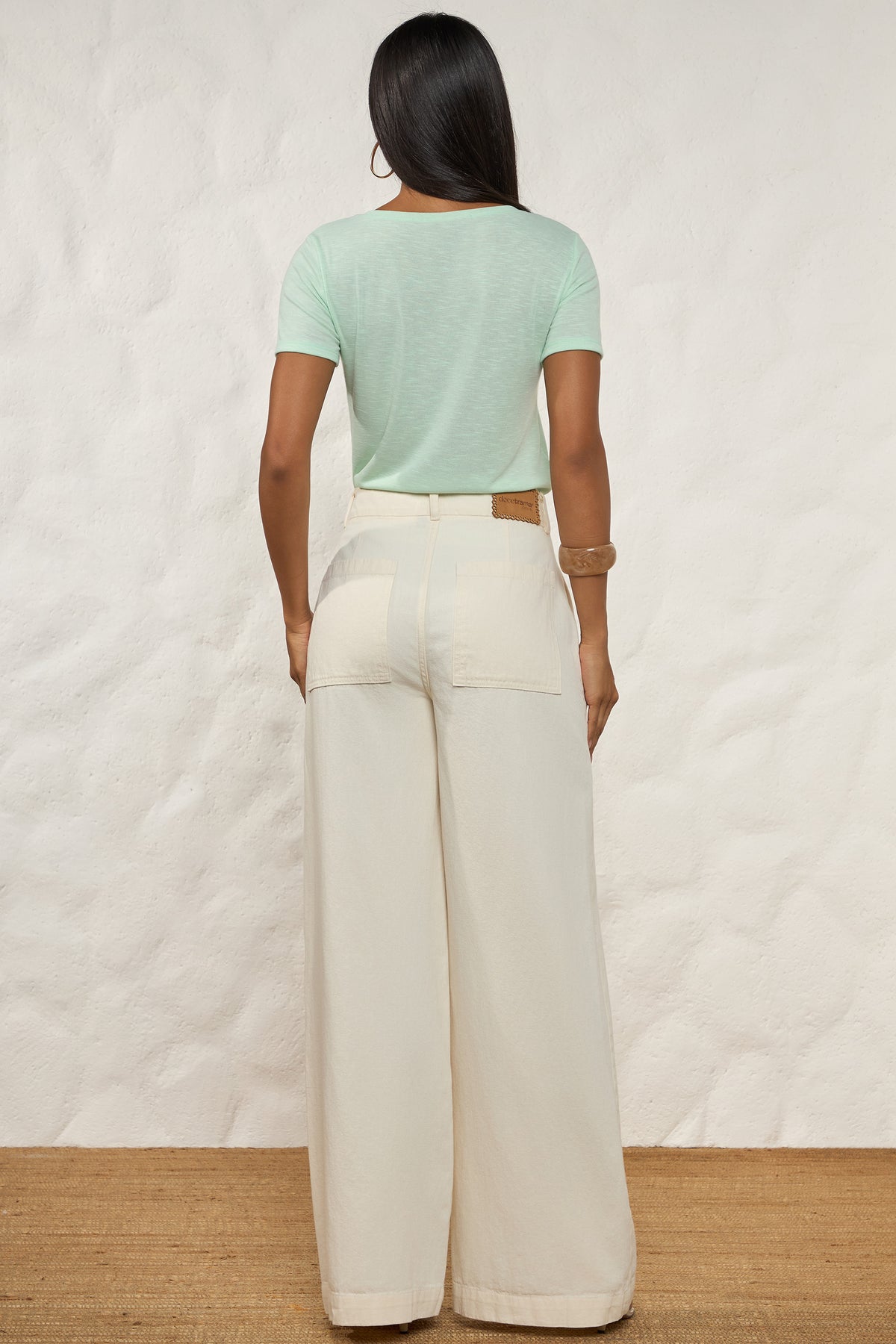 Calça Palazzo Jeans Reto Natural Resort - Doce Trama
