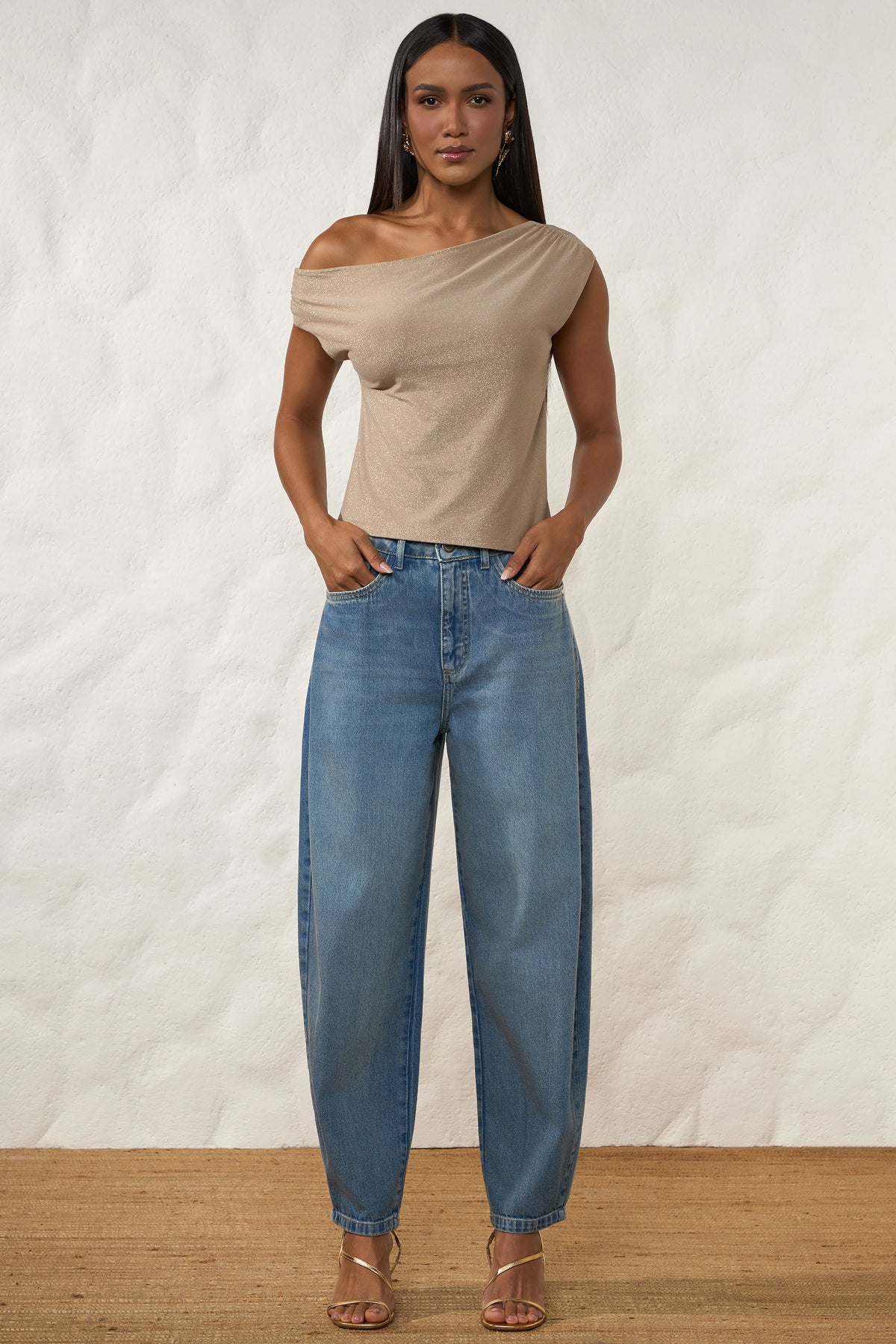 Calça Barrel Jeans Cintura Alta Resort - Doce Trama