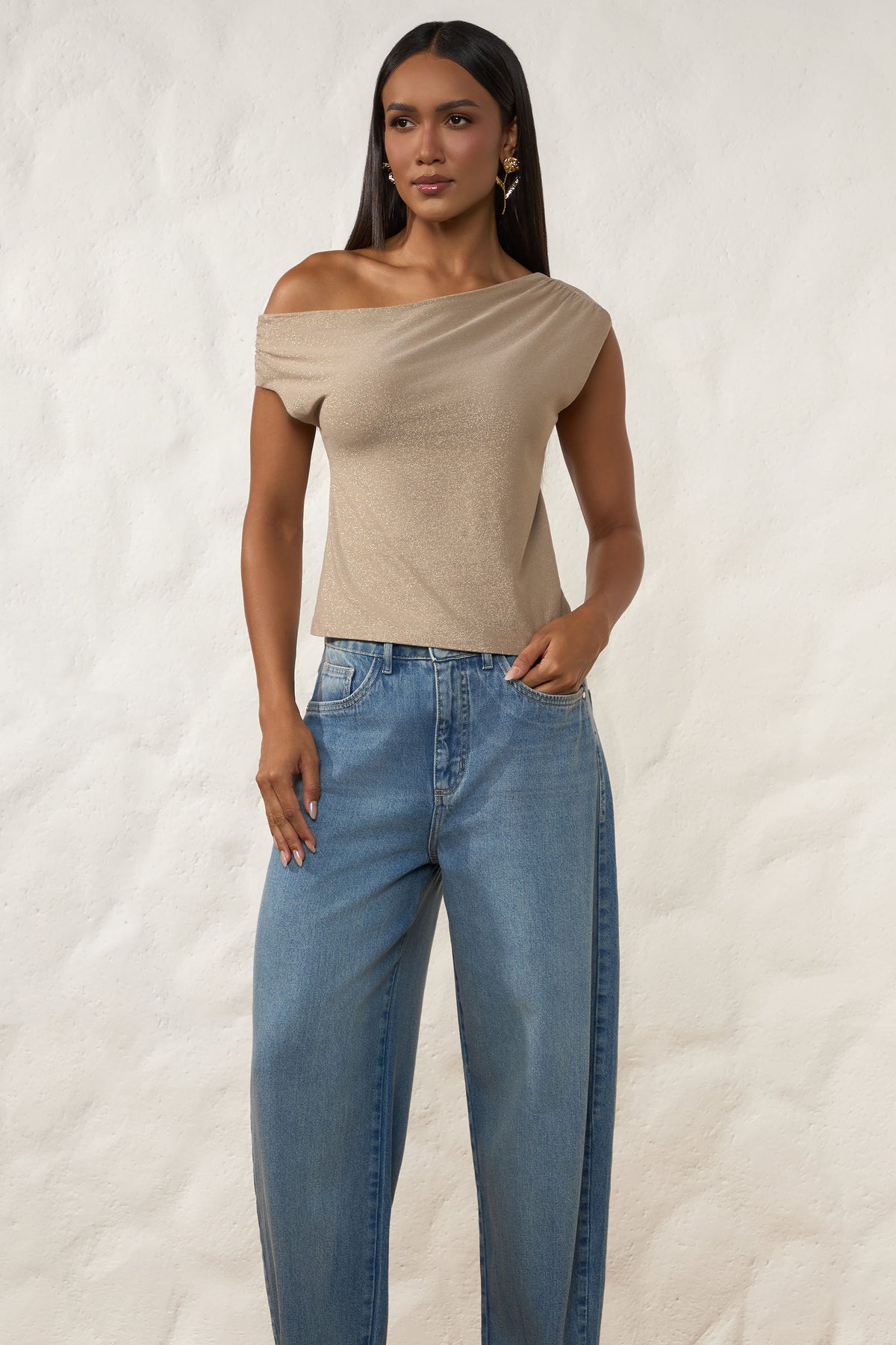 Calça Barrel Jeans Cintura Alta Resort - Doce Trama