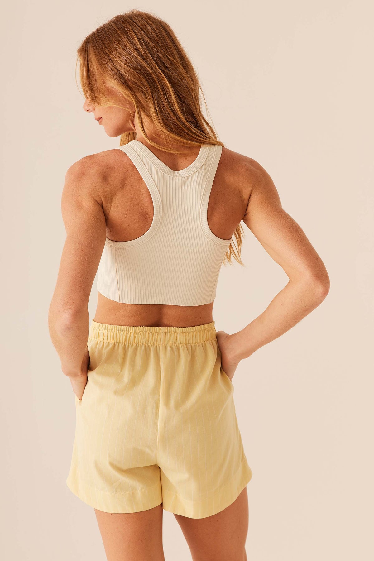 Shorts Feminino Listrado com Cós Elástico Flow - Doce Trama