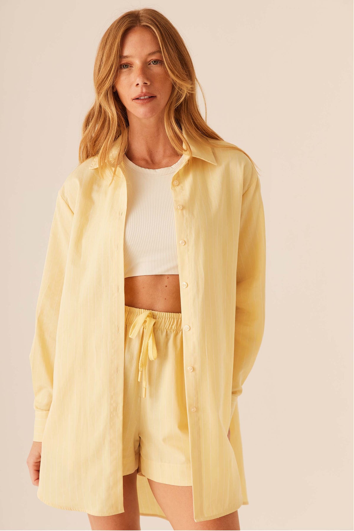Camisa Oversized Tricoline Listrada Flow - Doce Trama