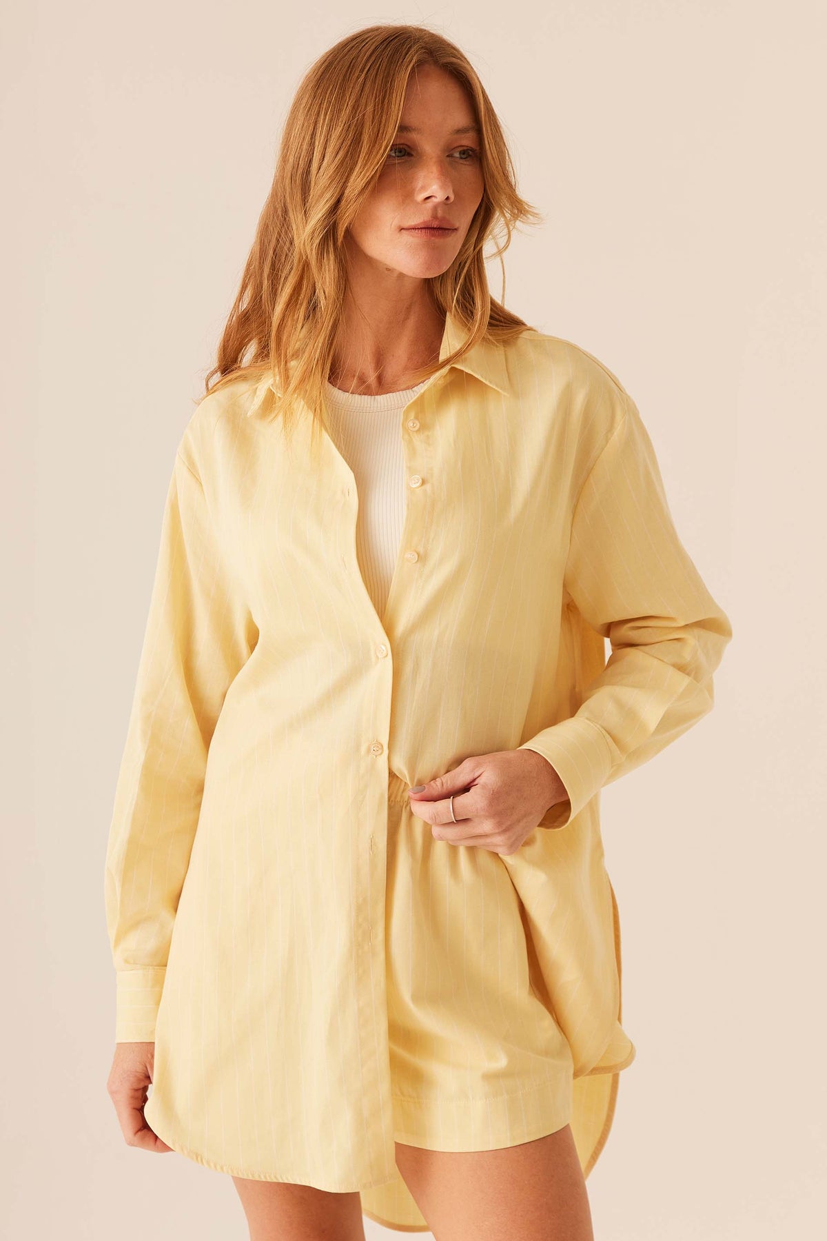 Camisa Oversized Tricoline Listrada Flow - Doce Trama