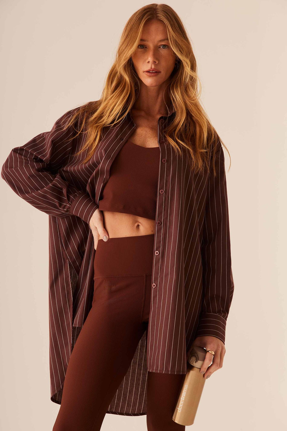 Camisa Oversized Tricoline Listrada Flow - Doce Trama