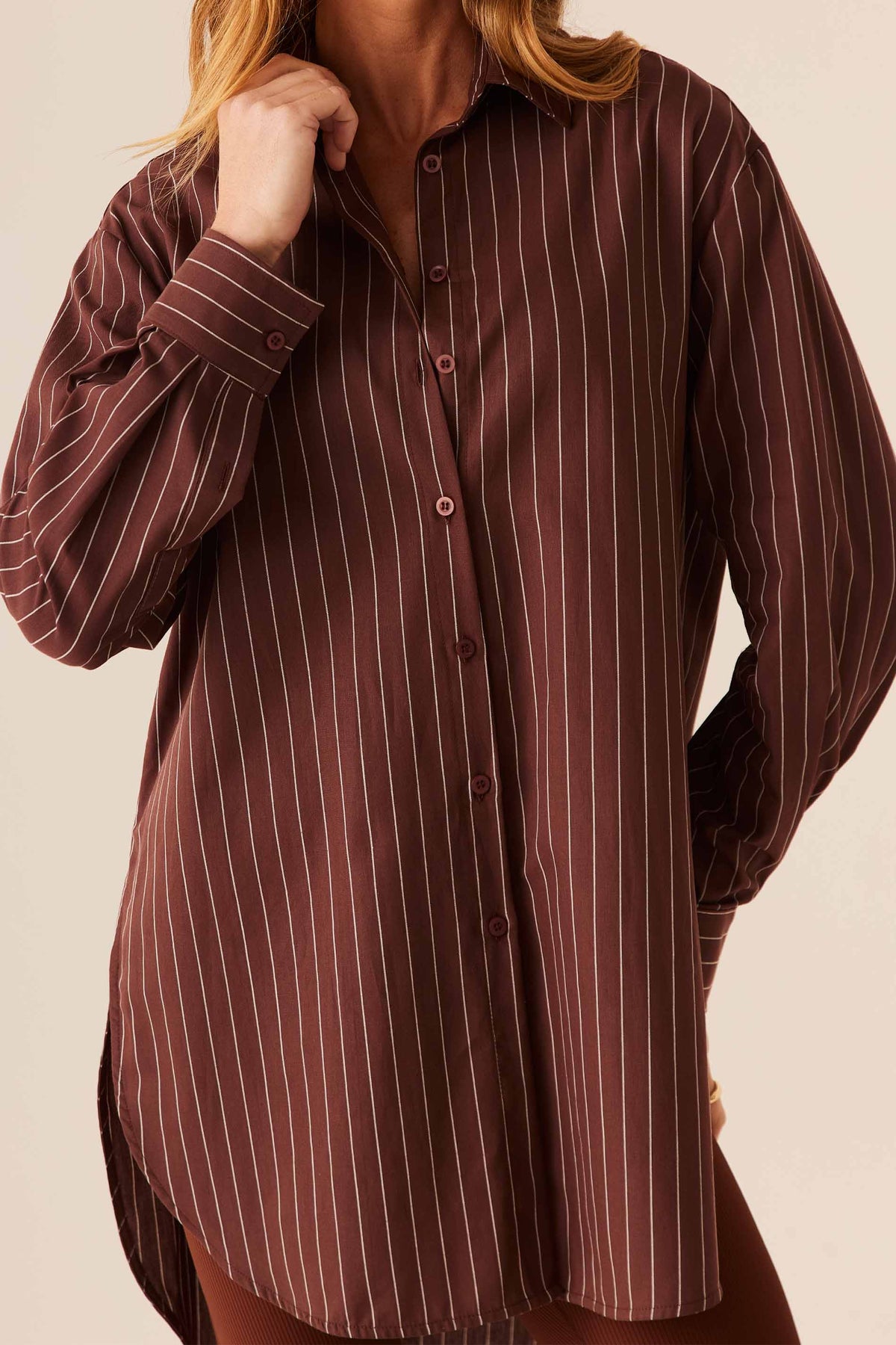 Camisa Oversized Tricoline Listrada Flow - Doce Trama