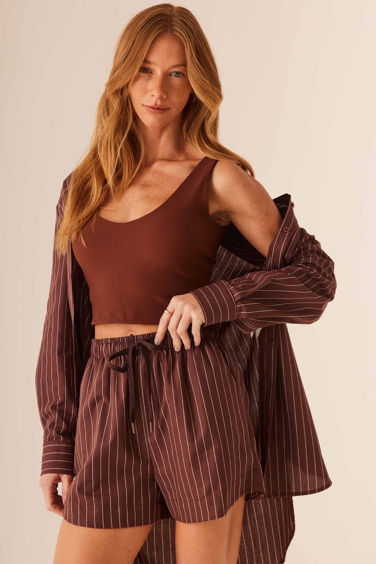 Camisa Oversized Tricoline Listrada Flow - Doce Trama