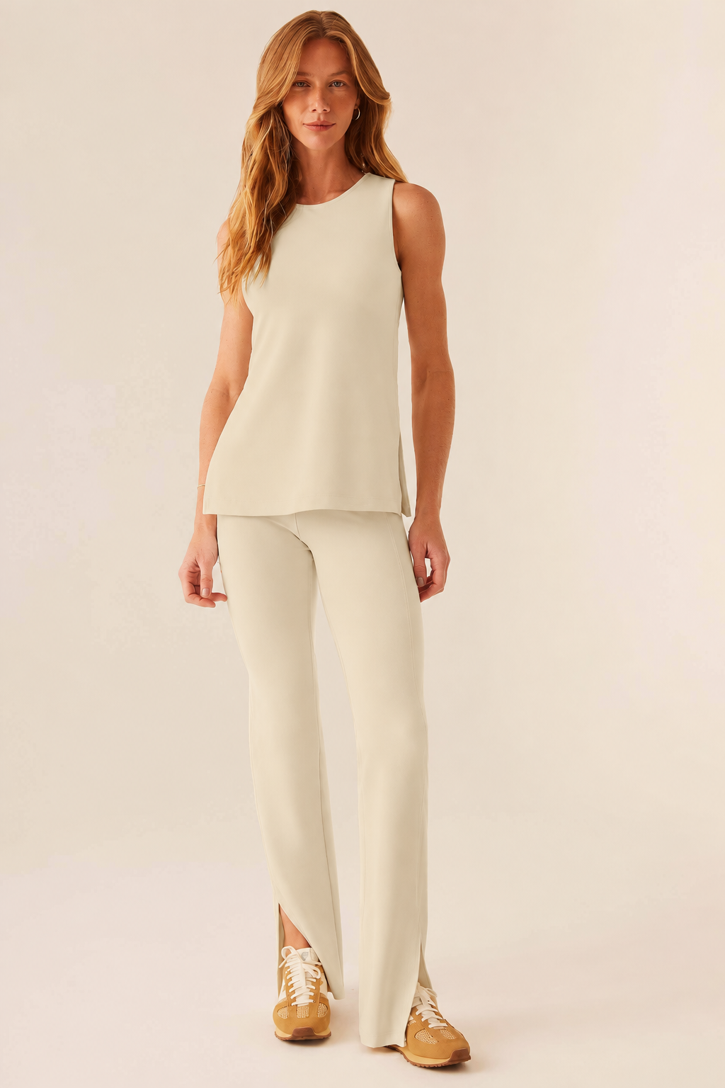 Calça Pantalona Malha Poliamida com Fenda Flow - Doce Trama