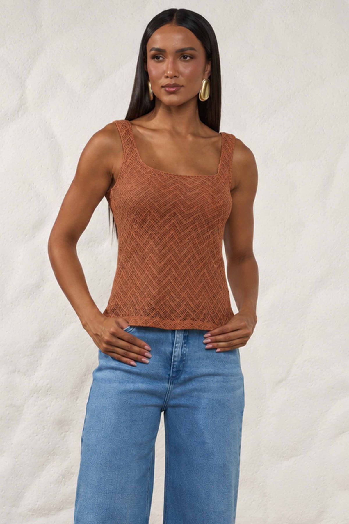 Blusa Feminina Reta Tela Crochê Forrada Resort - Doce Trama