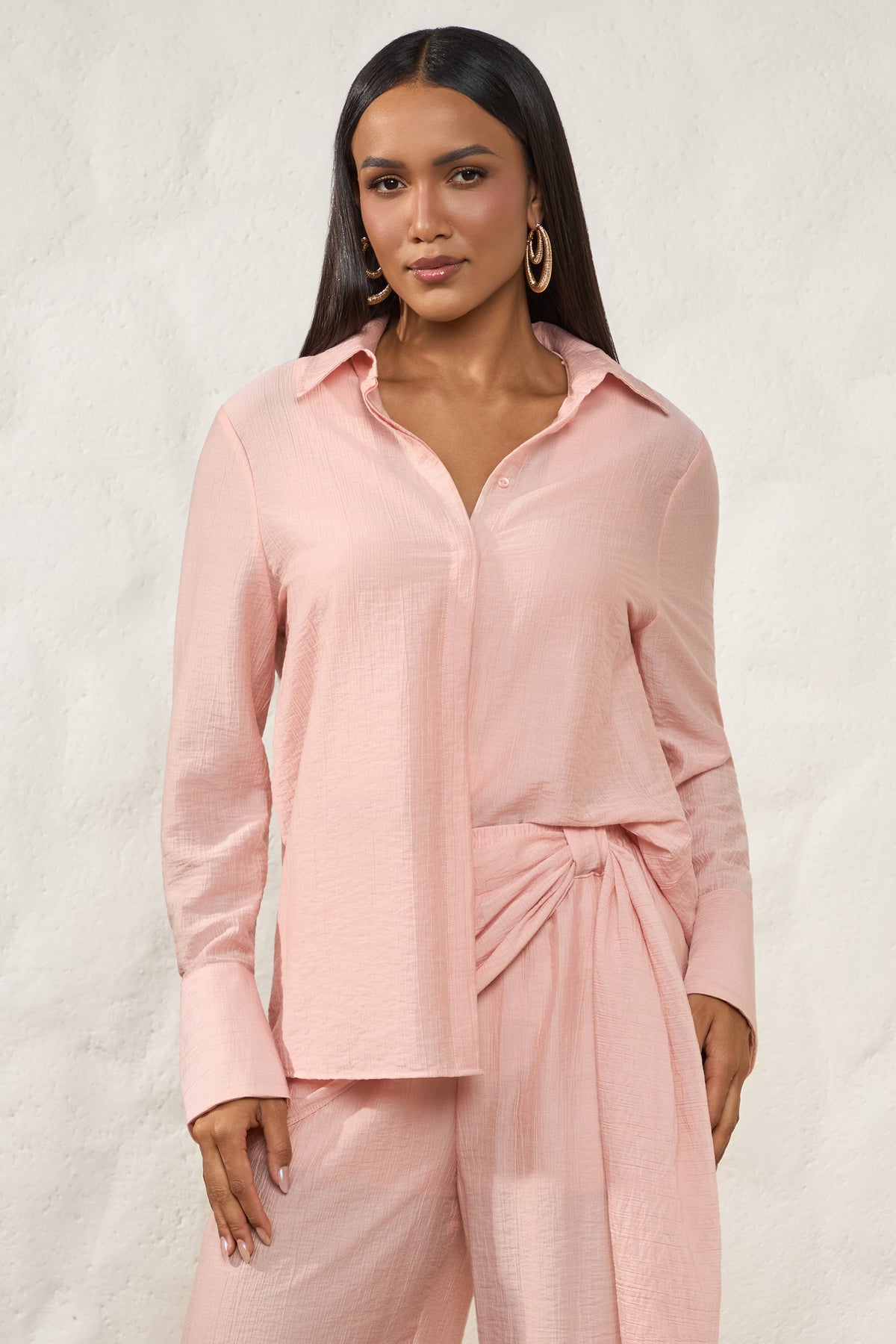 Camisa Feminina Texturizada Manga Longa Resort - Doce Trama