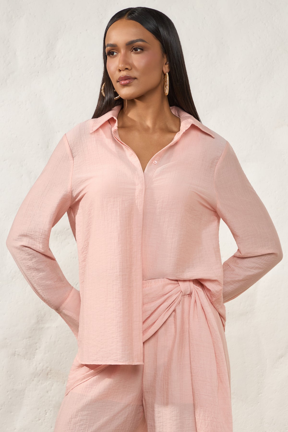 Camisa Feminina Texturizada Manga Longa Resort - Doce Trama