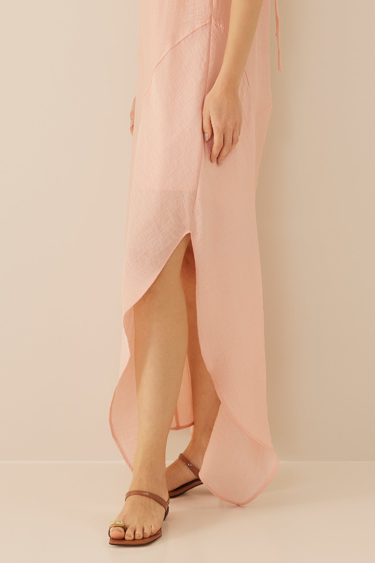 Vestido Longo de Alça Evasê Texturizado Resort - Doce Trama