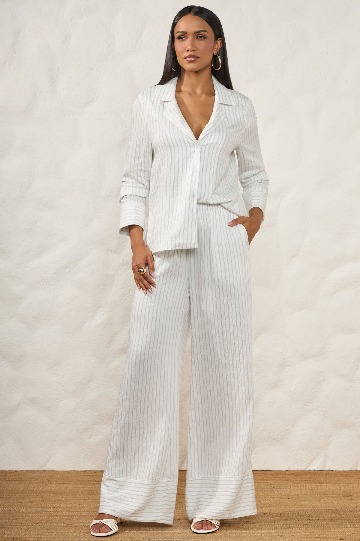 Camisa Manga Longa Risca de Giz Resort - Doce Trama