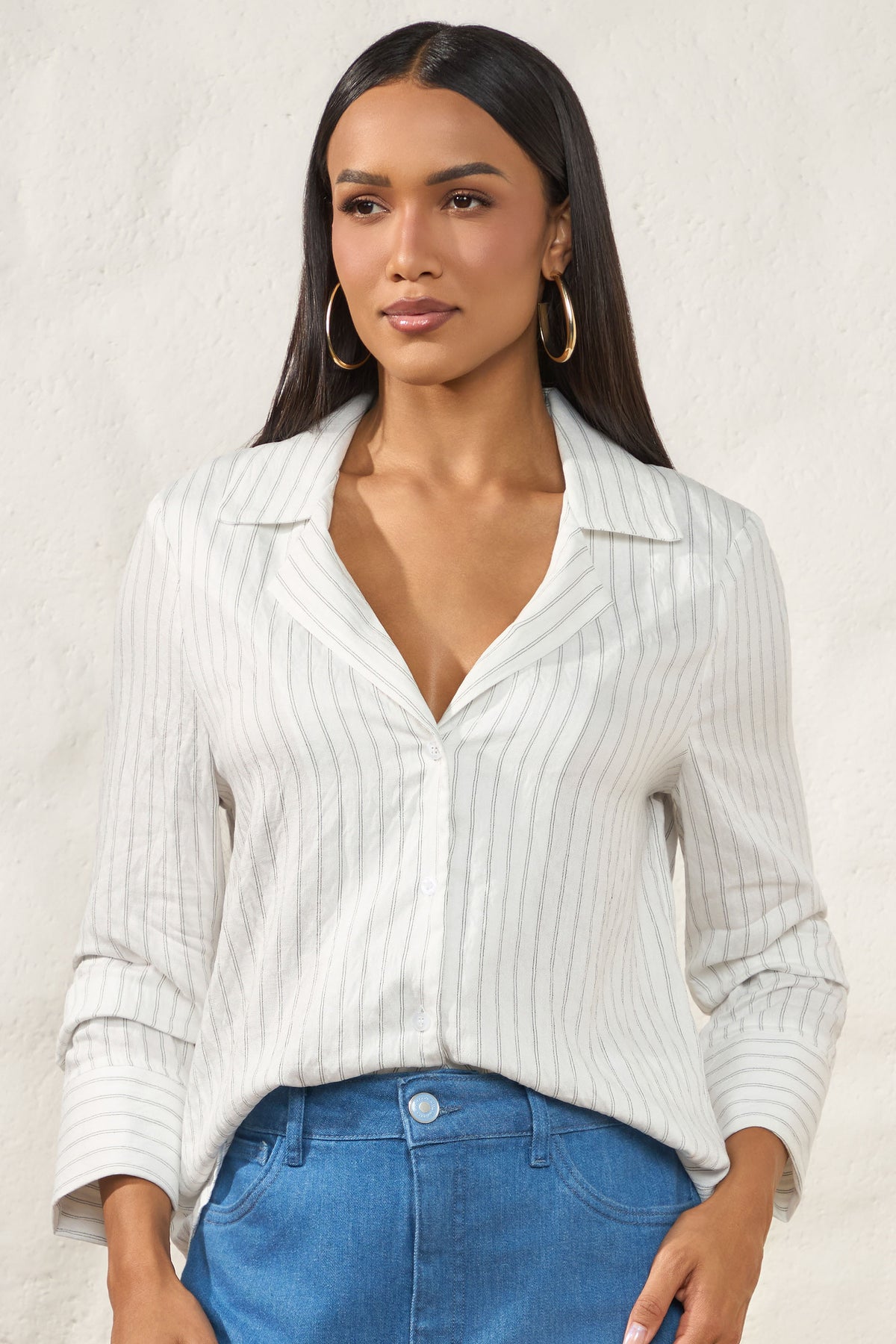 Camisa Manga Longa Risca de Giz Resort - Doce Trama