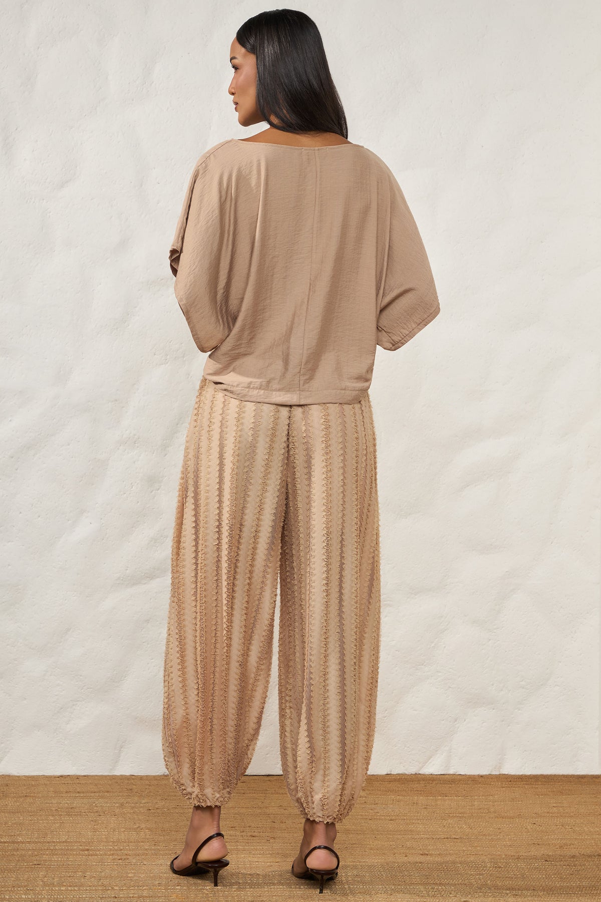 Blusa Ampla Texturizada Manga Curta Resort - Doce Trama
