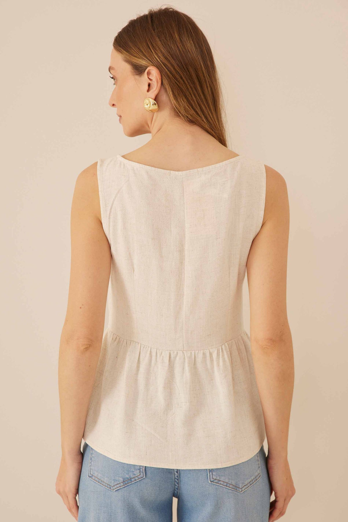 Blusa Peplum em Tecido Plano Resort - Doce Trama