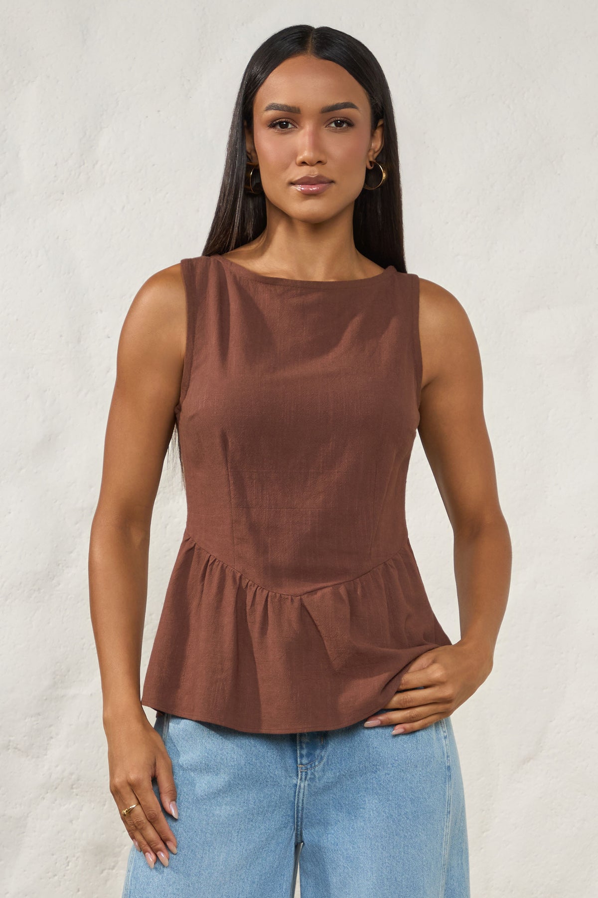 Blusa Peplum em Tecido Plano Resort - Doce Trama