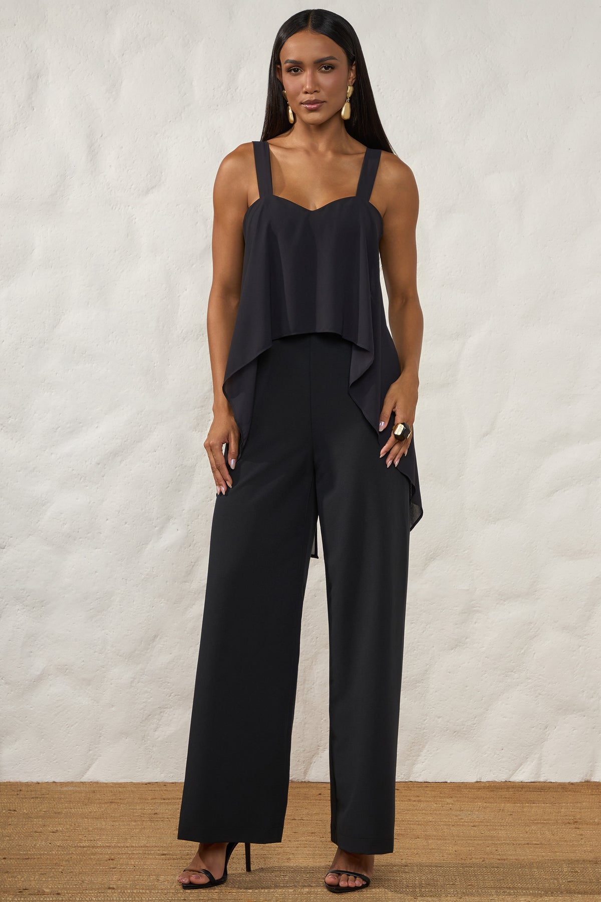 Macacão Pantalona Chiffon Sobreposição Resort - Doce Trama