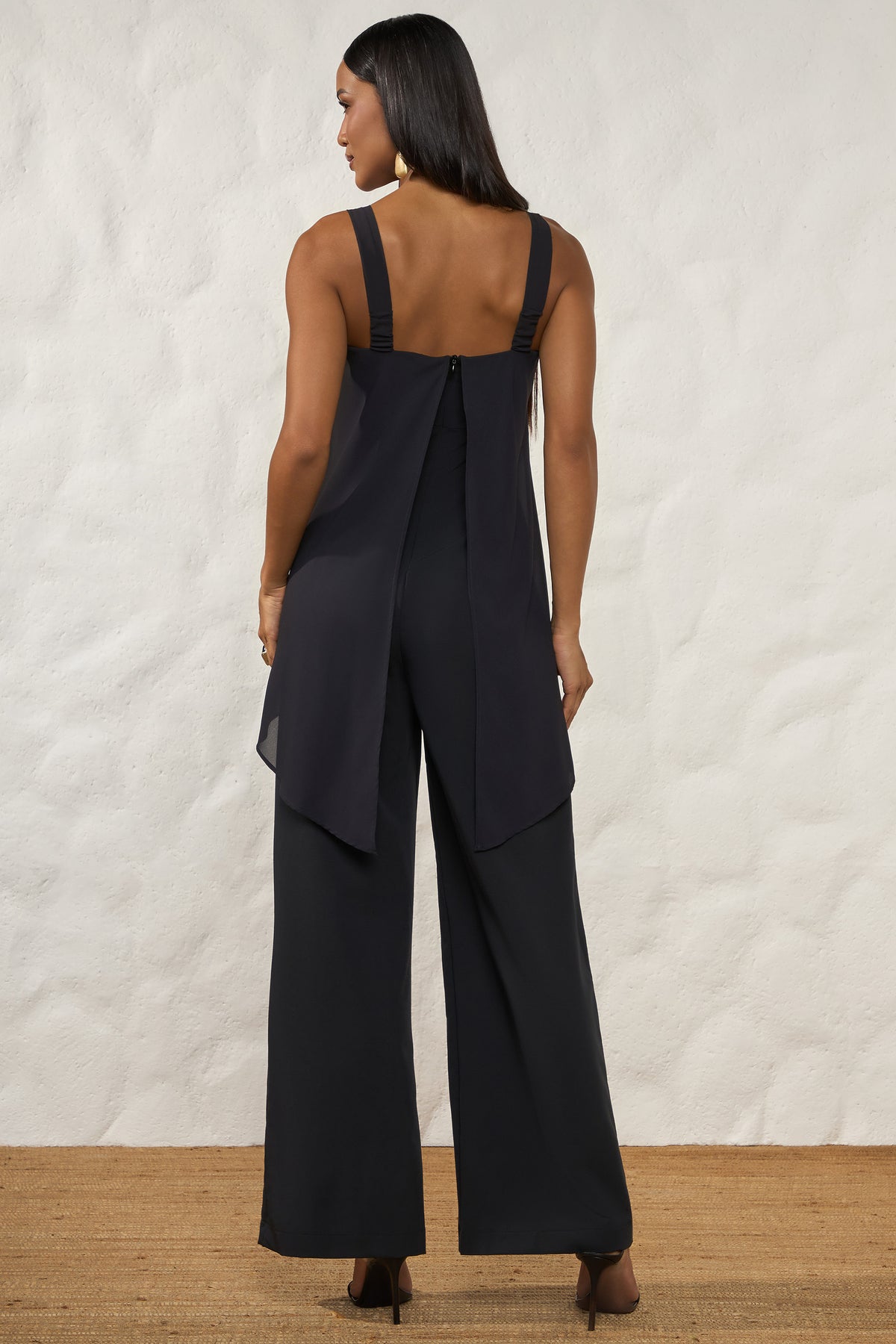 Macacão Pantalona Chiffon Sobreposição Resort - Doce Trama