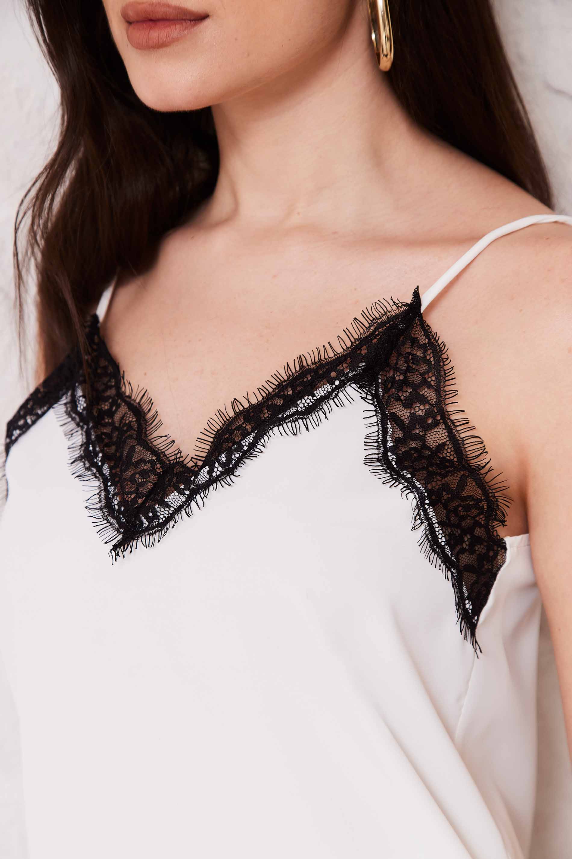 Blusa Feminina Alça em Cetim com Renda Sunset - Doce Trama