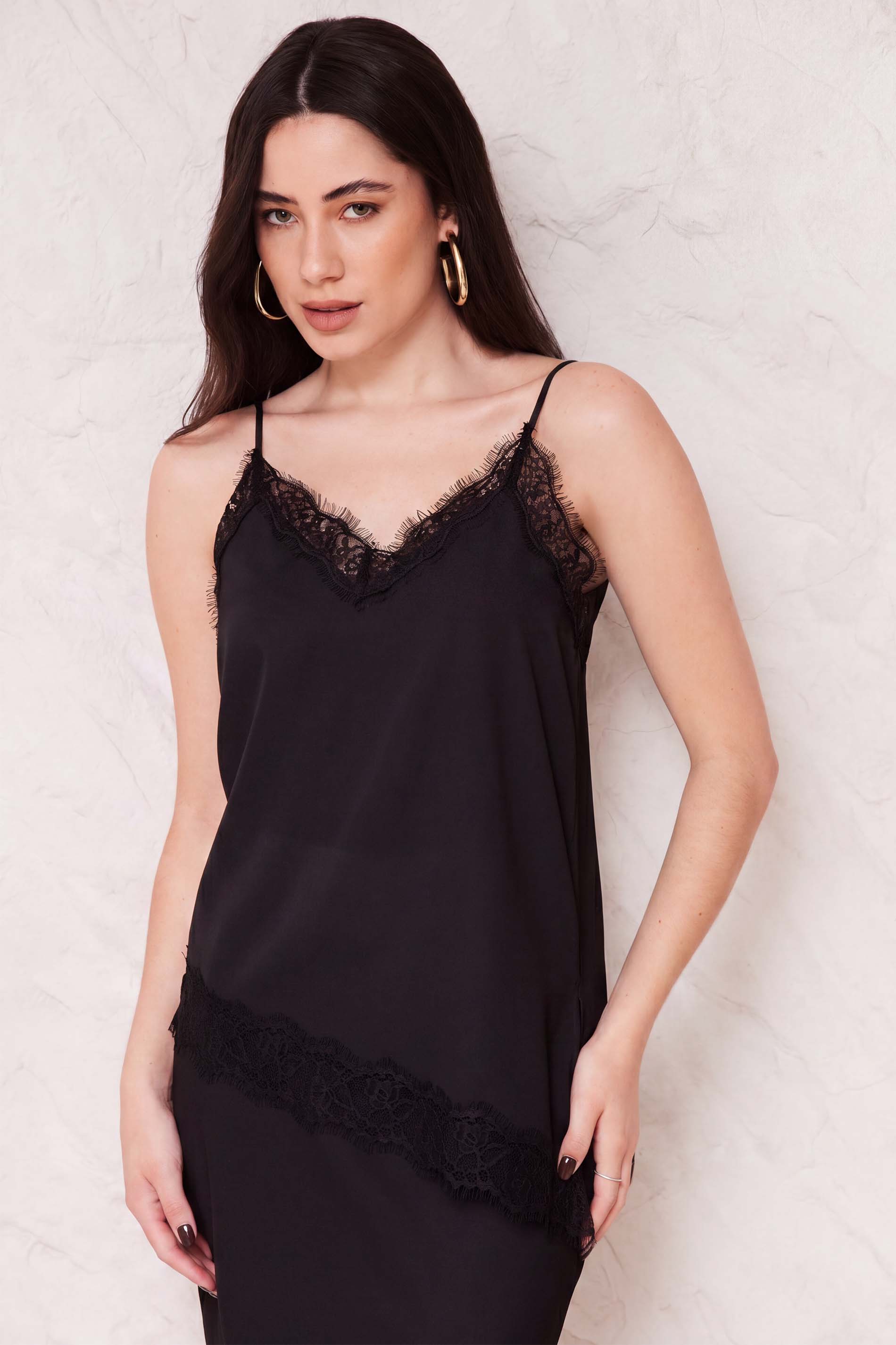 Blusa Feminina Alça em Cetim com Renda Sunset - Doce Trama