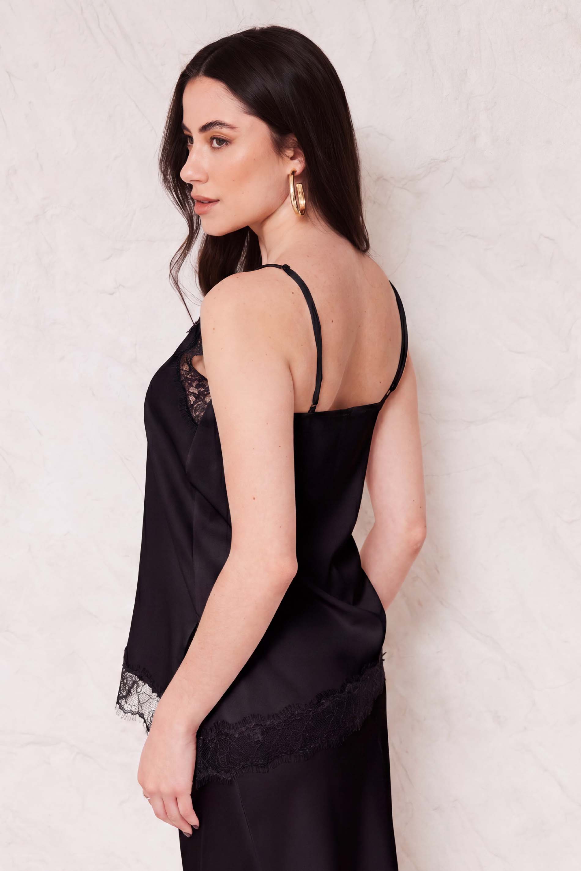 Blusa Feminina Alça em Cetim com Renda Sunset - Doce Trama