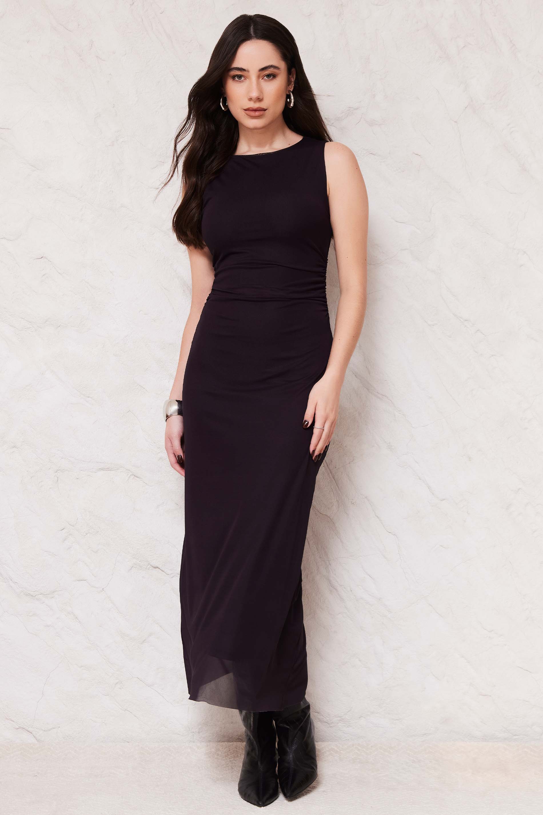 Vestido Midi em Tule com Drapeado Sunset  - Doce Trama
