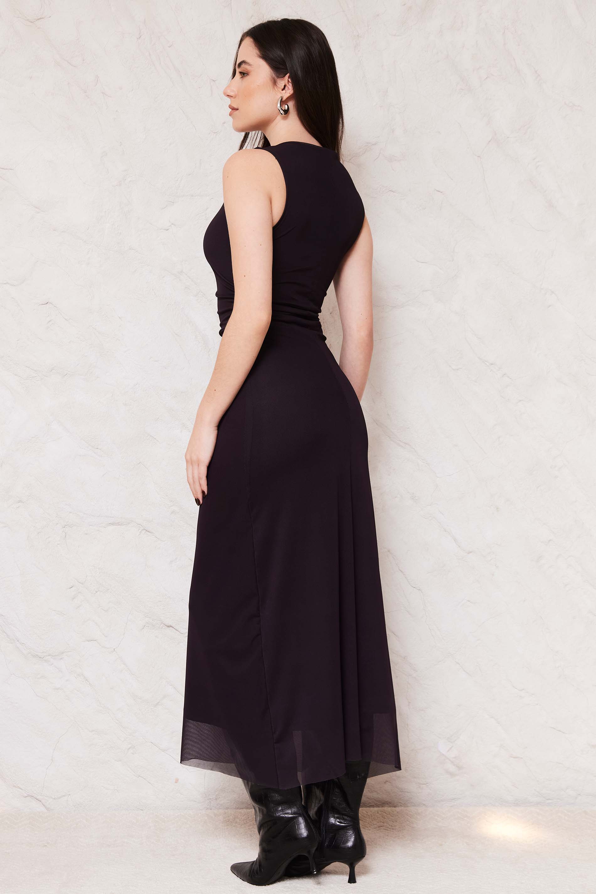 Vestido Midi em Tule com Drapeado Sunset  - Doce Trama