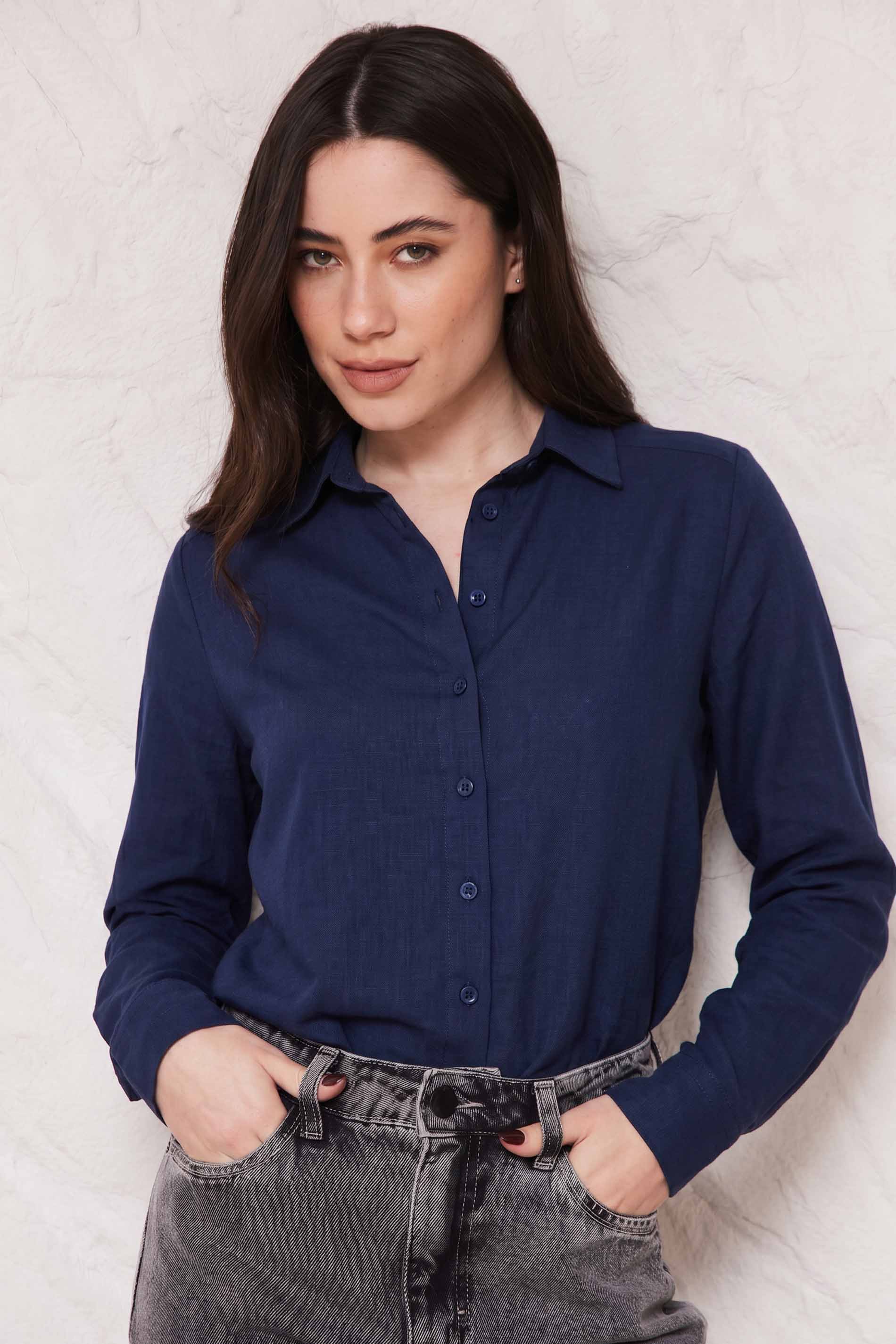 Camisa Feminina Manga Longa em Linho Sunset - Doce Trama